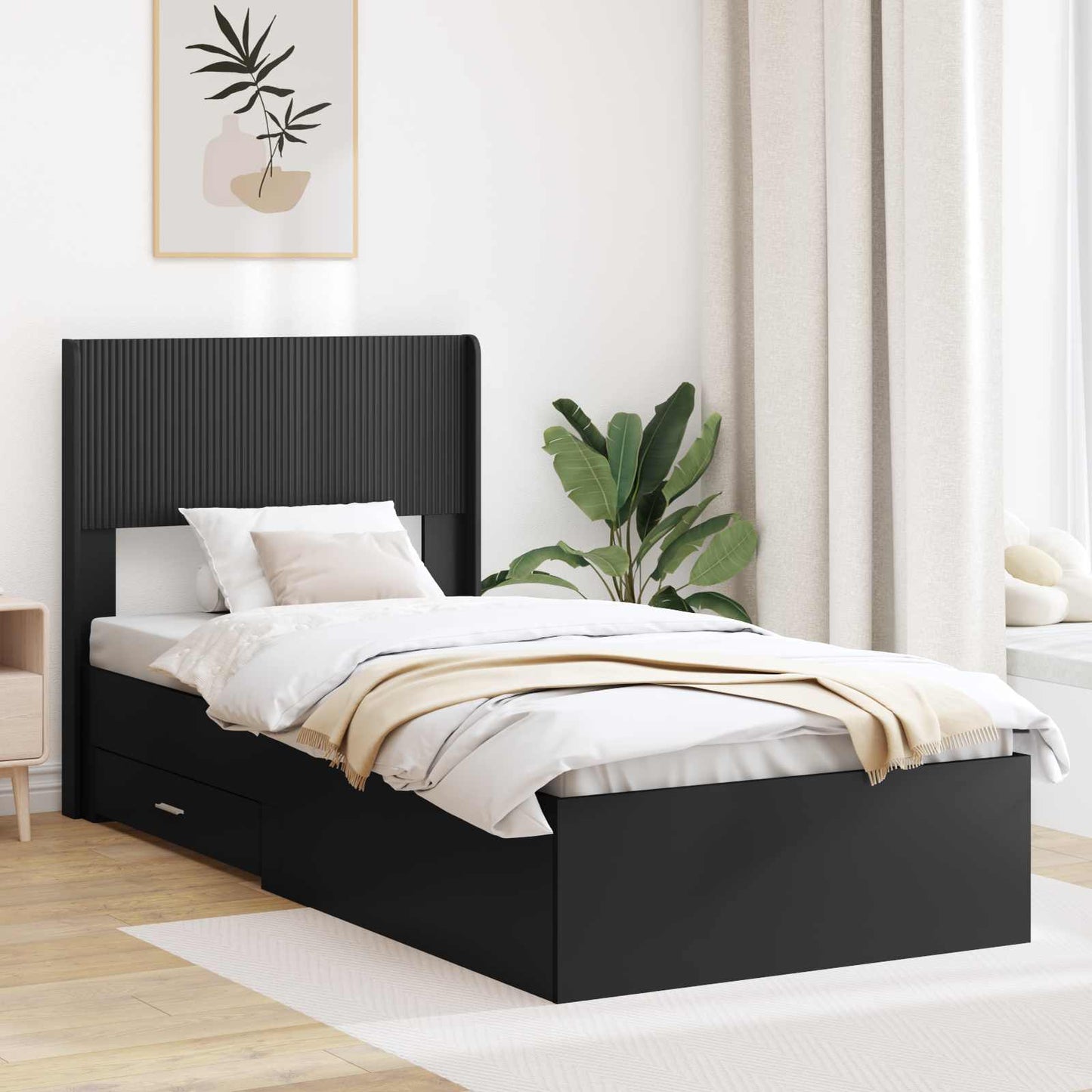 vidaXL Καλάθι με αποθήκη και κεφαλάρι Μαύρο 75 x 190 cm