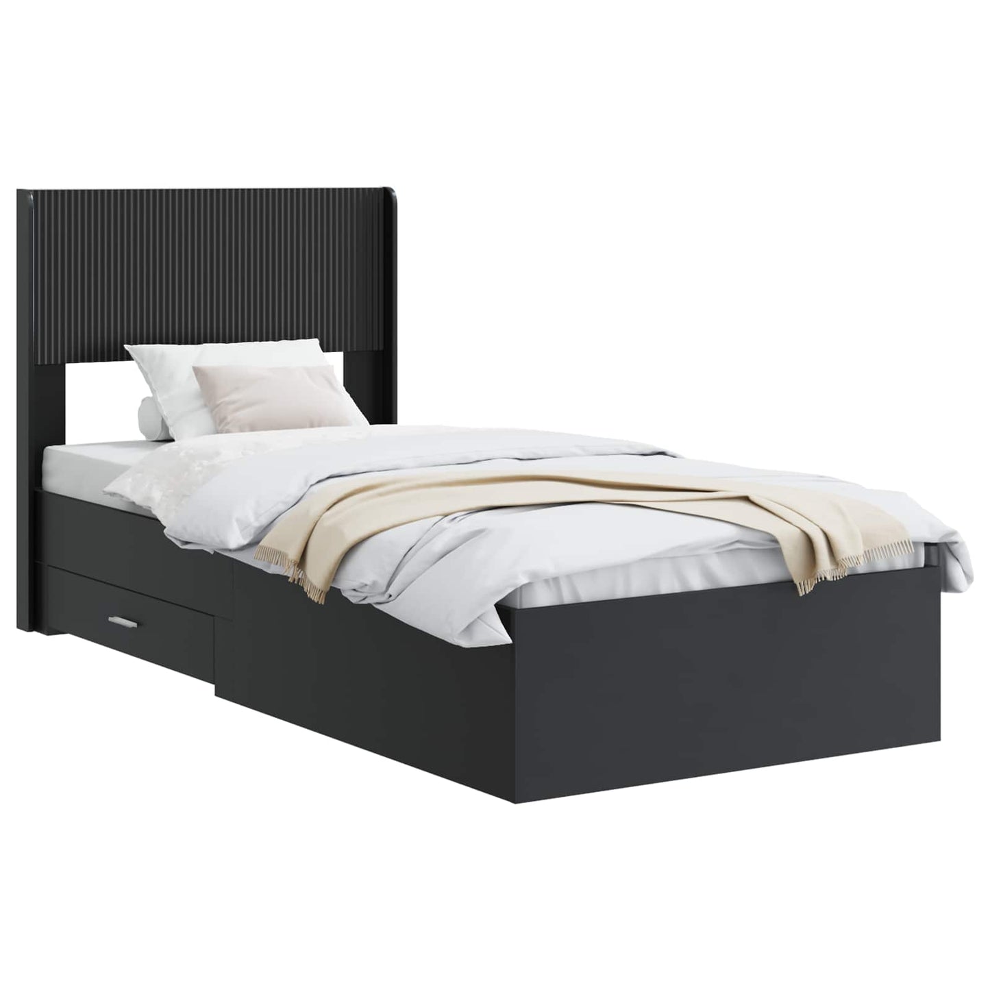 vidaXL Καλάθι με αποθήκη και κεφαλάρι Μαύρο 75 x 190 cm