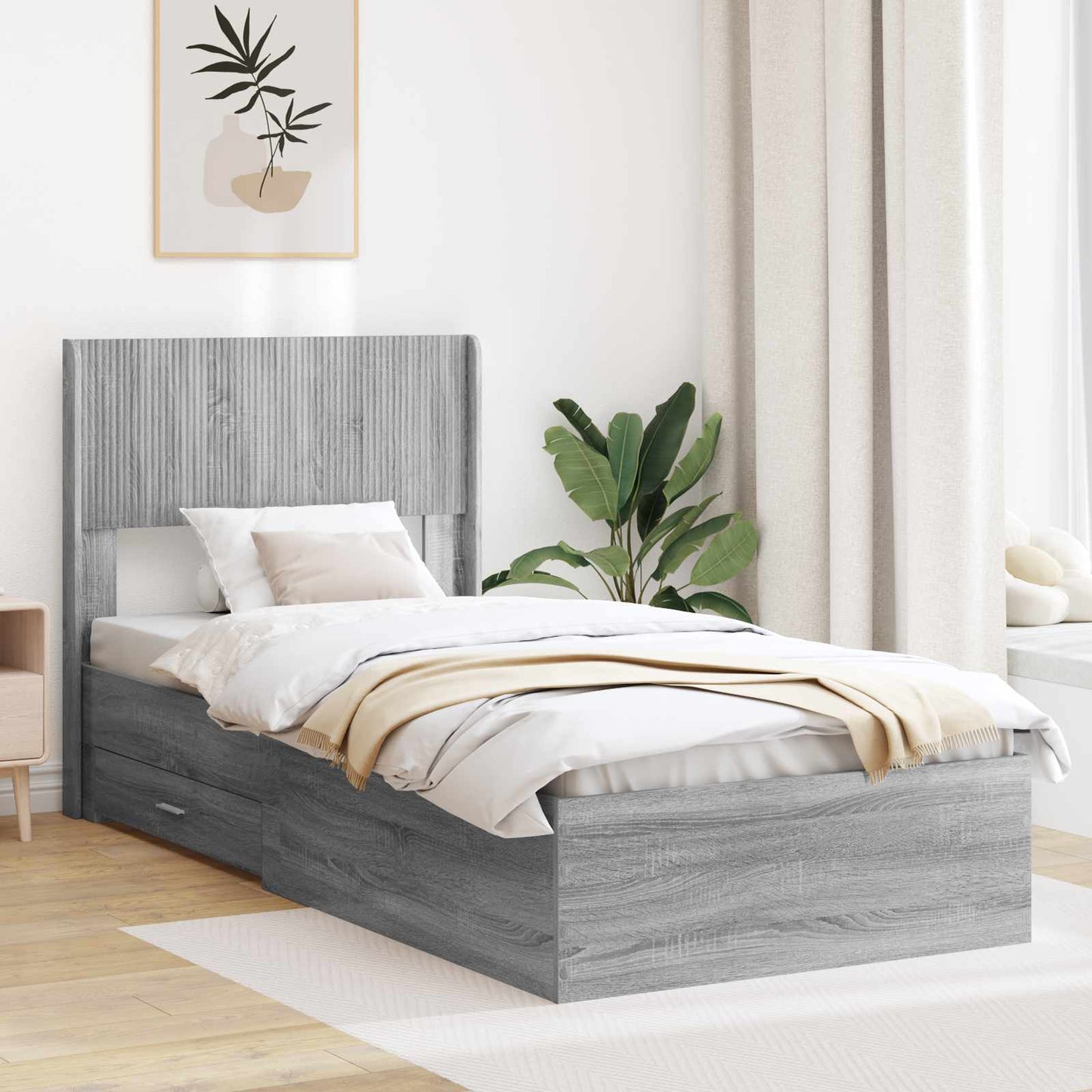 vidaXL Καλάθι με αποθήκη και κεφαλάρι Γκρι Sonoma 75 x 190 cm
