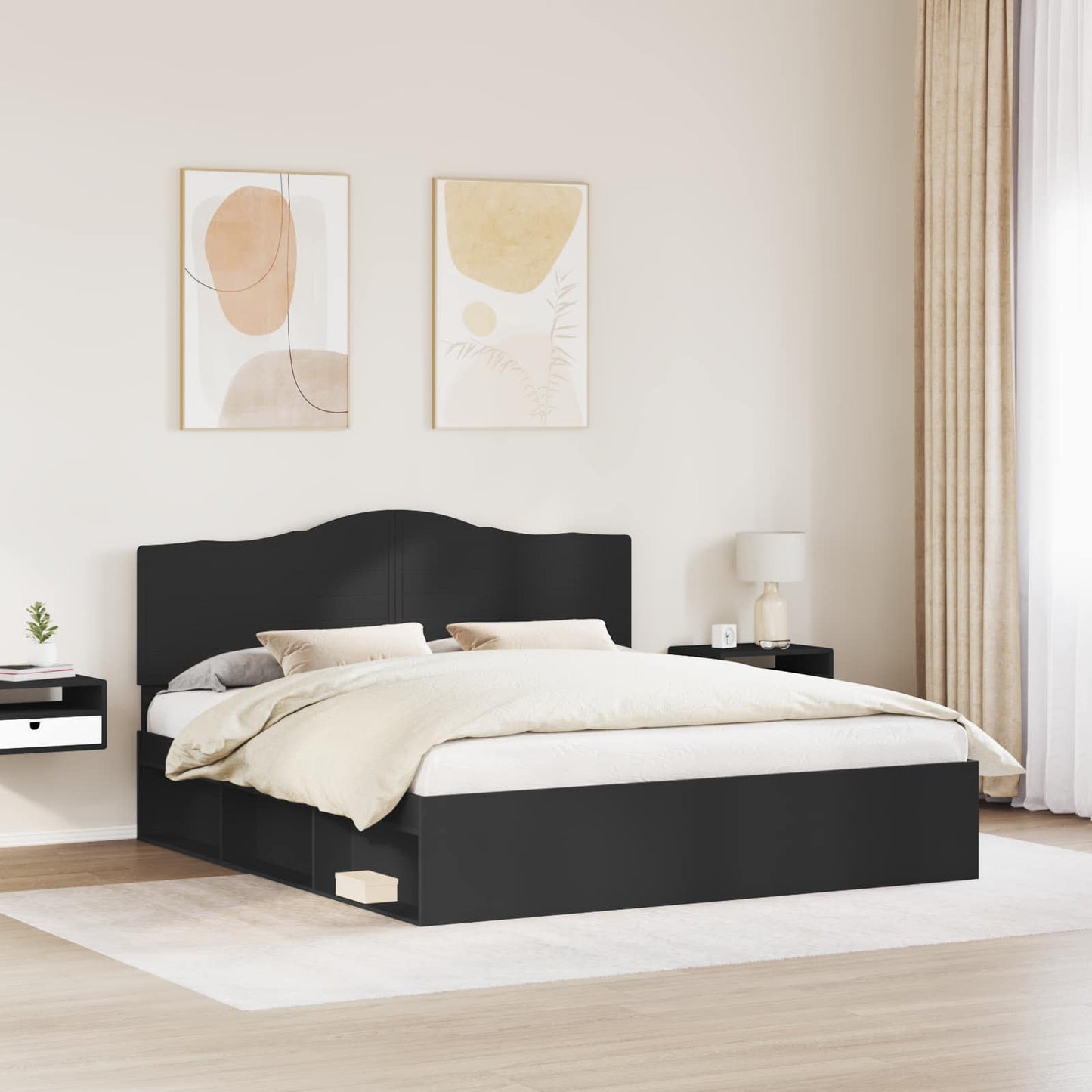 vidaXL Σκελετός Κρεβατιού Μαύρο 180 x 200 cm Στερεά ξυλεία πεύκου