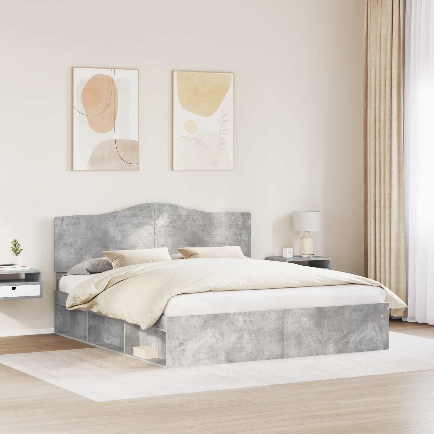 vidaXL Σκελετός Κρεβατιού Σκυρόδεμα 180 x 200 cm Στερεά ξυλεία πεύκου