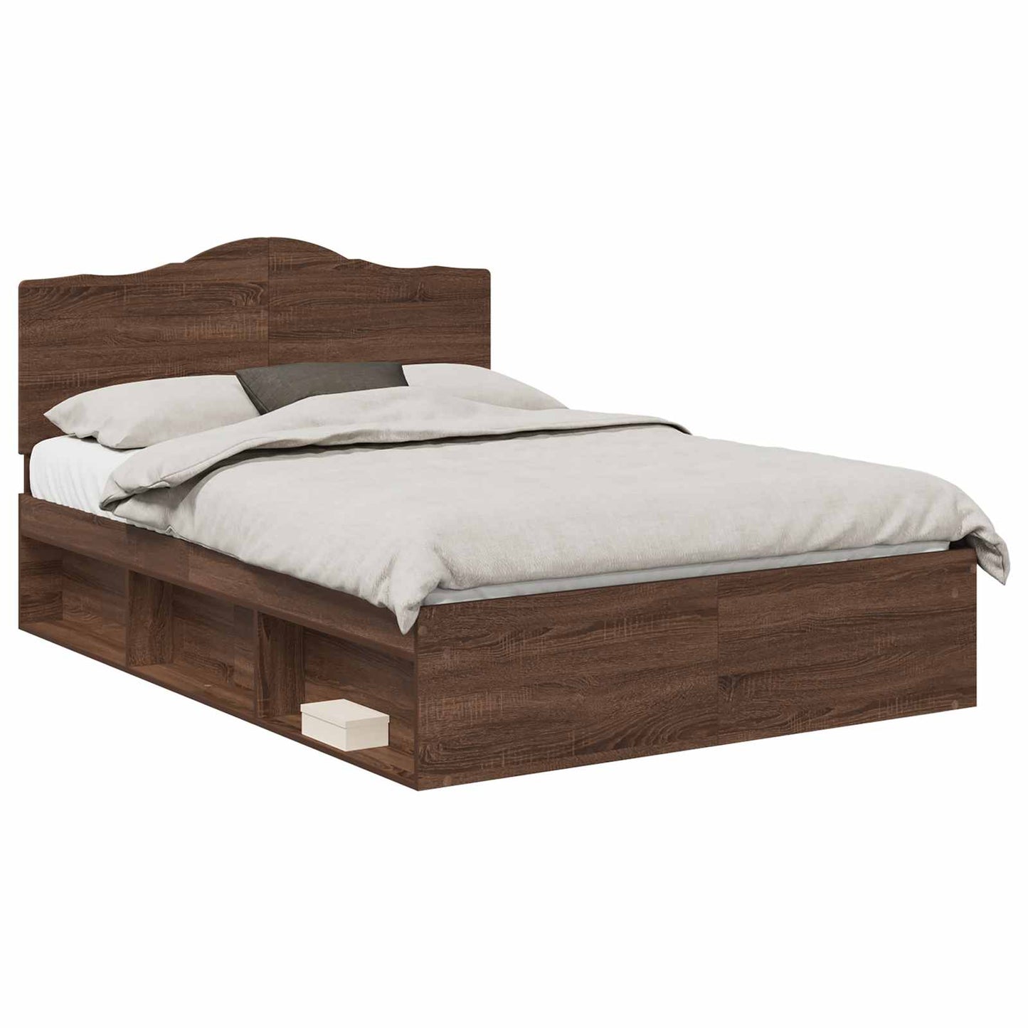 vidaXL Σκελετός Κρεβατιού Καφέ δρυς 140 x 200 cm Στερεά ξυλεία πεύκου
