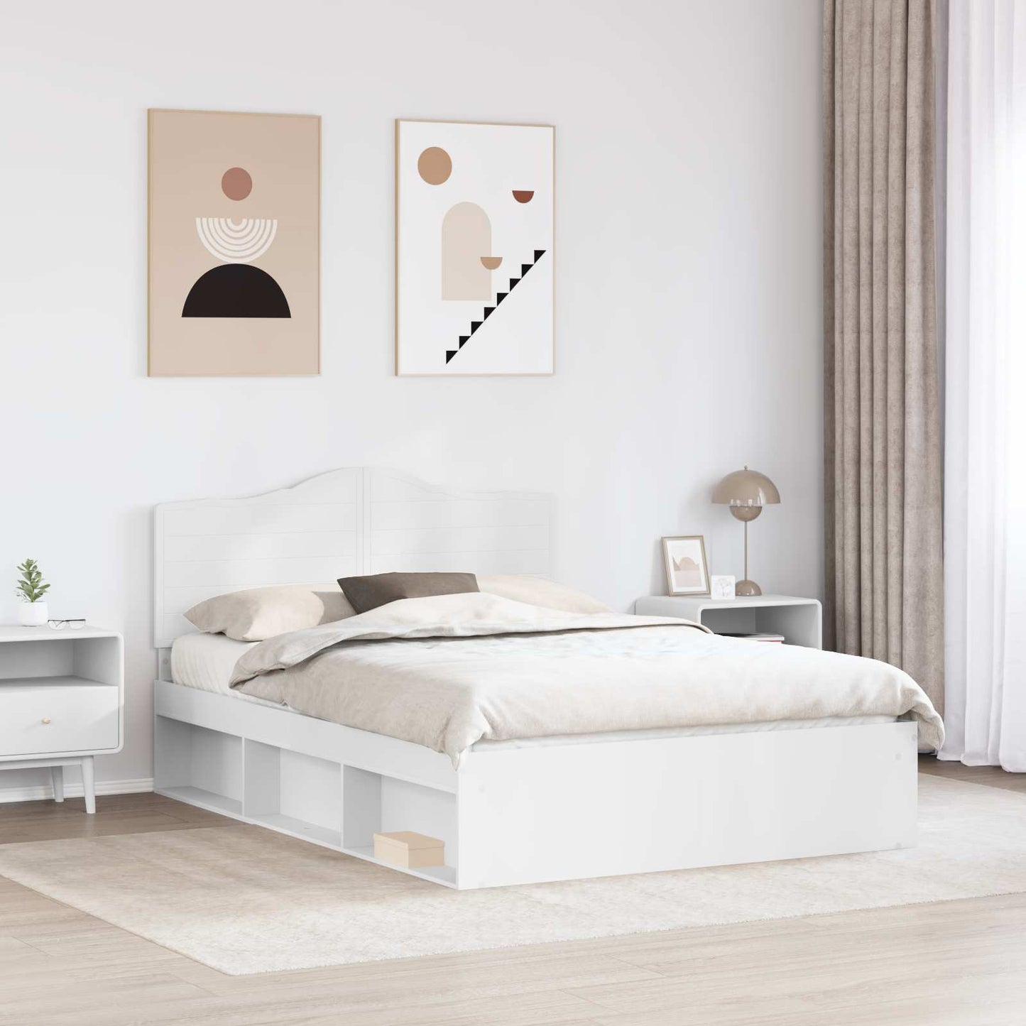 vidaXL Σκελετός Κρεβατιού Λευκό 140 x 190 cm Στερεά ξυλεία πεύκου