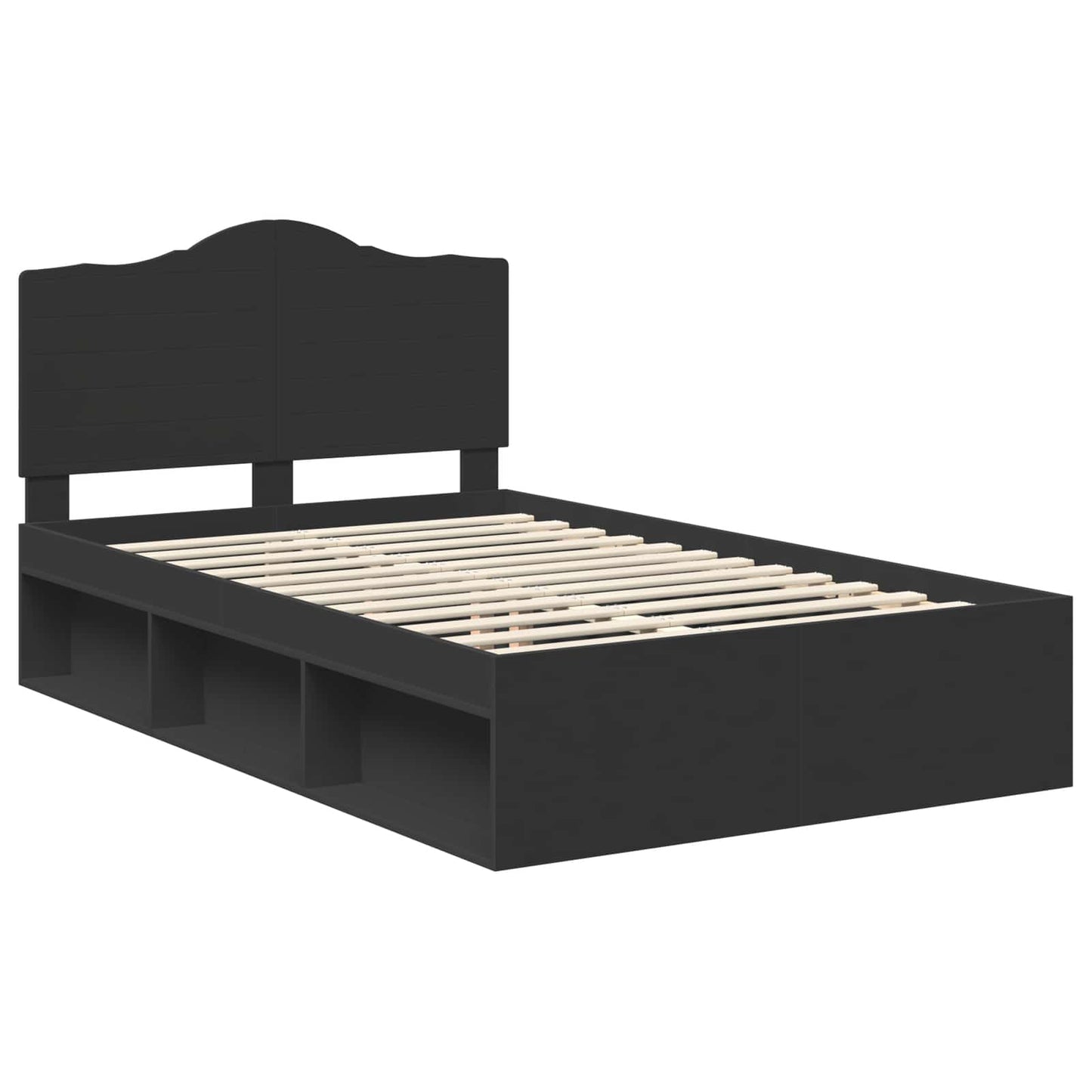 vidaXL Σκελετός Κρεβατιού Μαύρο 135 x 190 cm Στερεά ξυλεία πεύκου