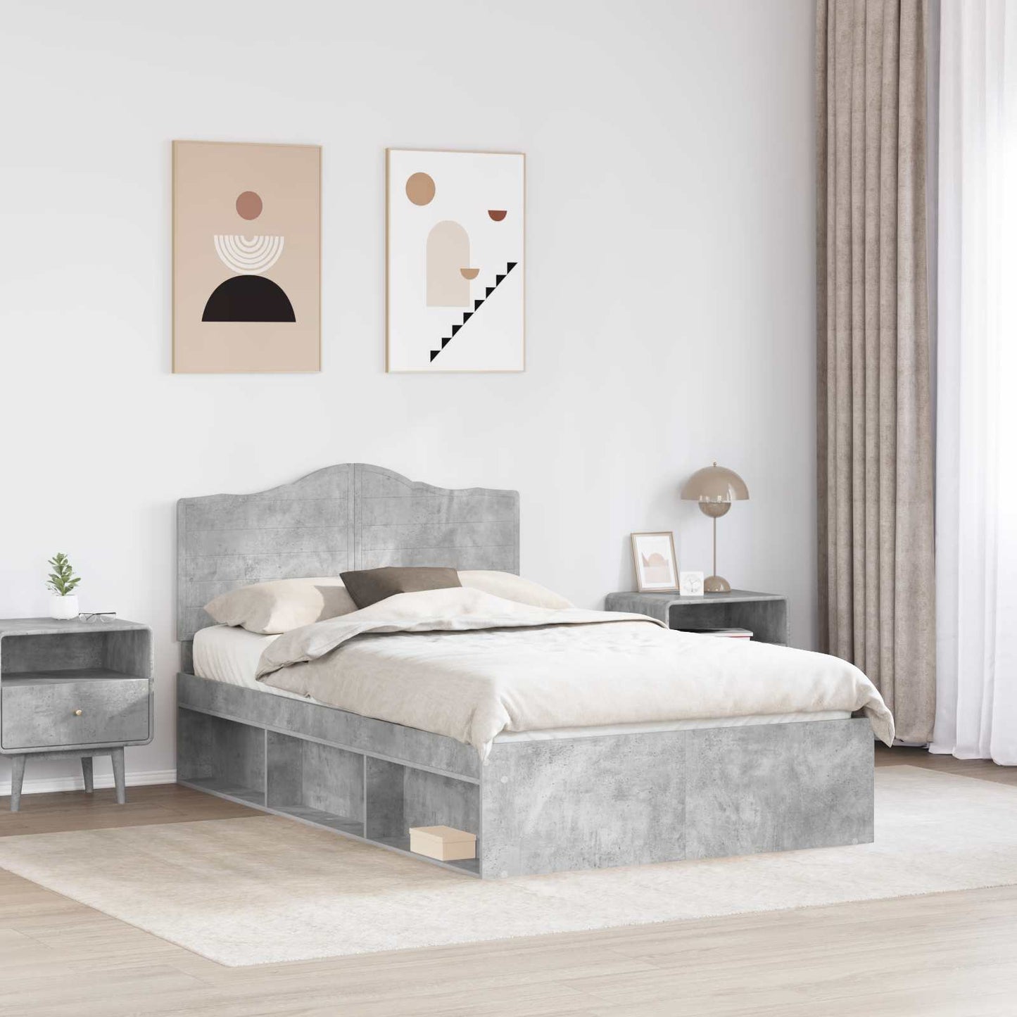 vidaXL Σκελετός Κρεβατιού Σκυρόδεμα 120 x 200 cm Στερεά ξυλεία πεύκου