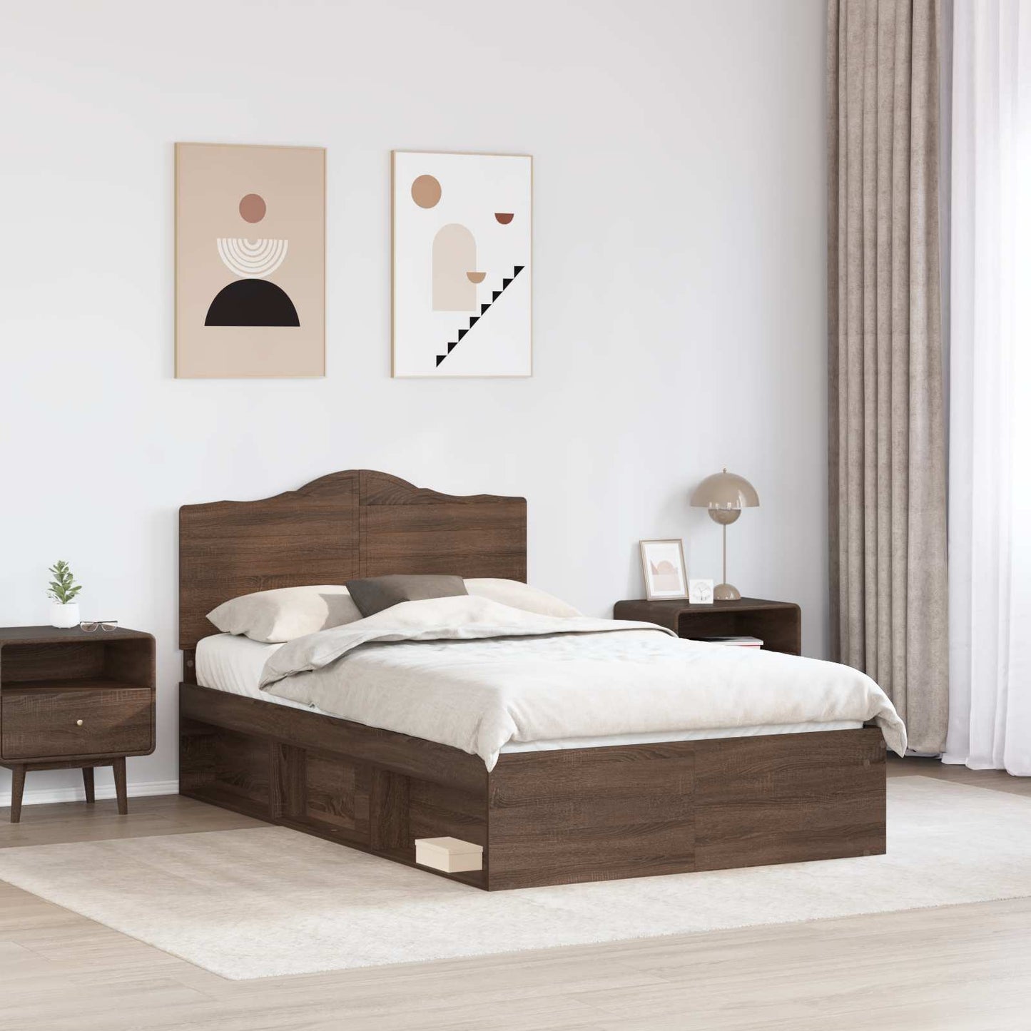 vidaXL Σκελετός Κρεβατιού Καφέ δρυς 120 x 200 cm Στερεά ξυλεία πεύκου