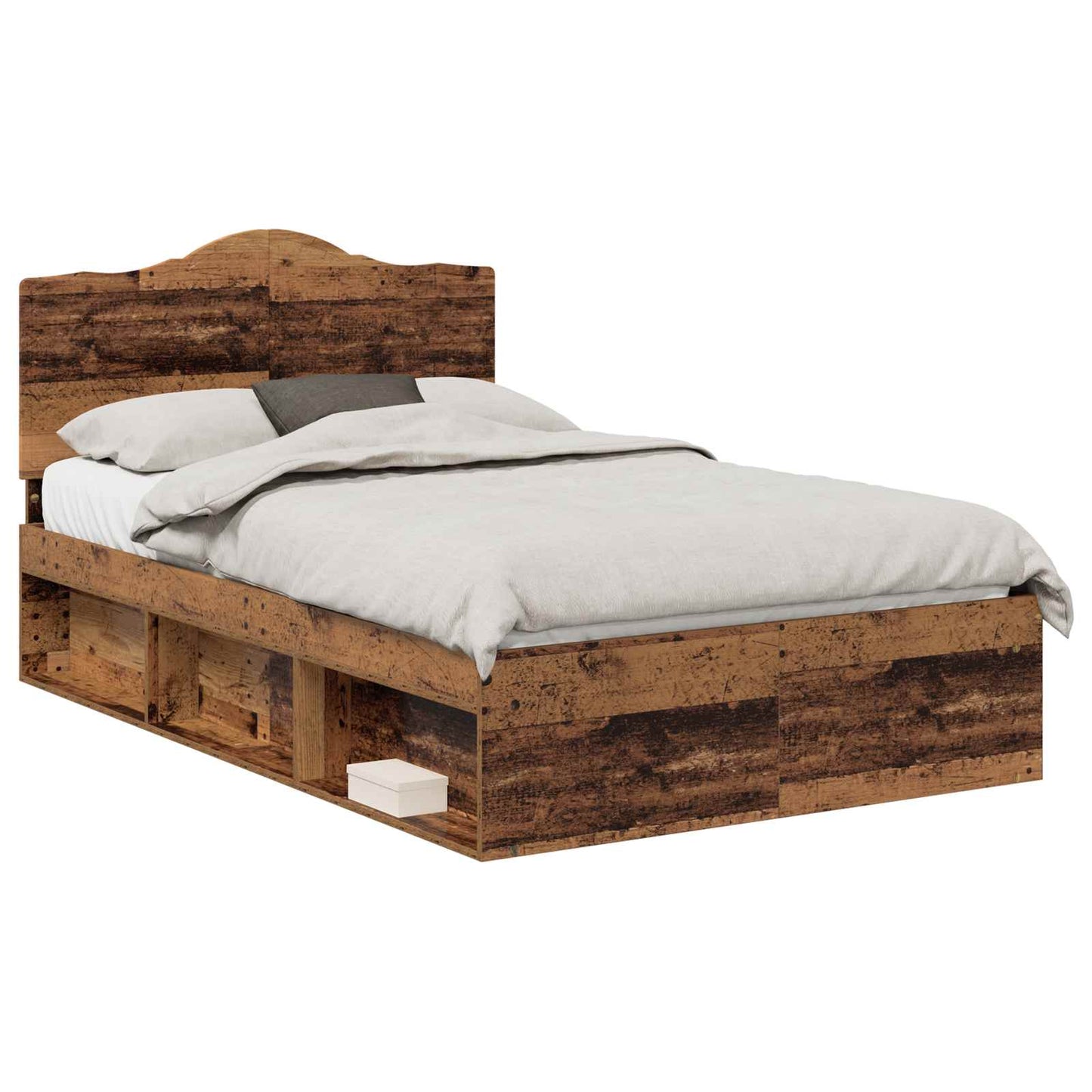 vidaXL Σκελετός Κρεβατιού Παλιό ξύλο 120 x 190 cm Στερεά ξυλεία πεύκου