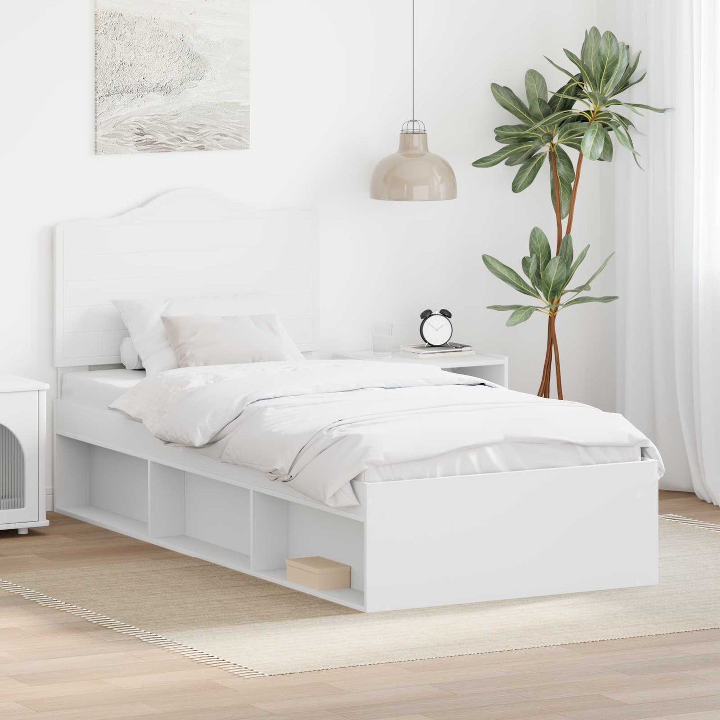 vidaXL Σκελετός Κρεβατιού Λευκό 100 x 200 cm Στερεά ξυλεία πεύκου