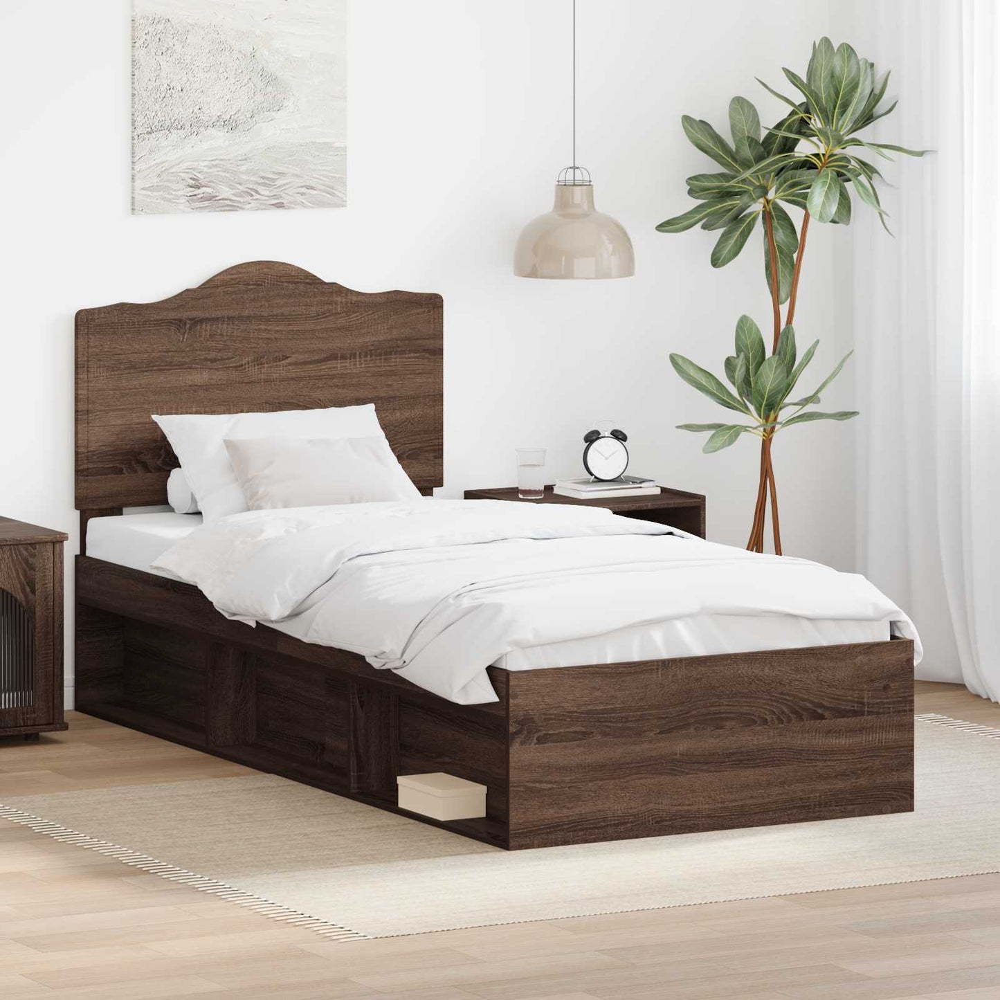 vidaXL Σκελετός Κρεβατιού Καφέ δρυς 100 x 200 cm Στερεά ξυλεία πεύκου