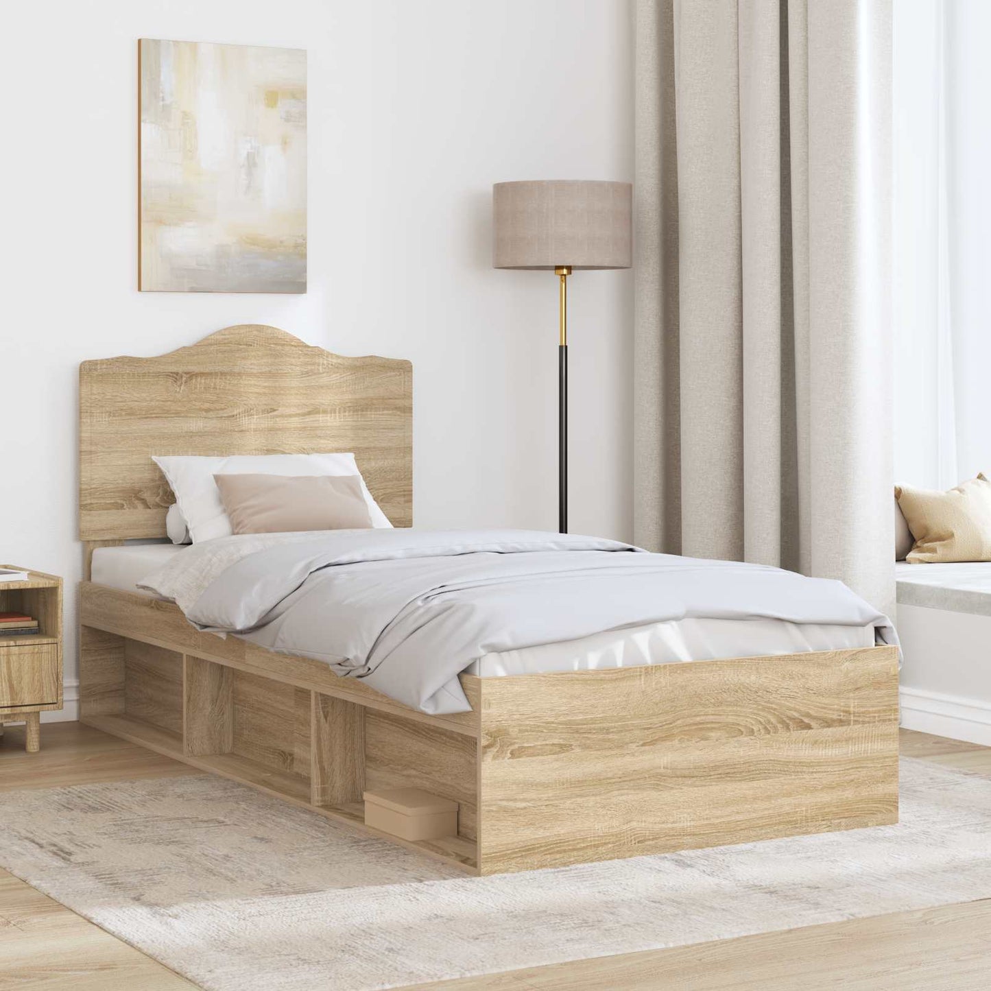 vidaXL Σκελετός Κρεβατιού Δρύς Sonoma 90 x 200 cm Στερεά ξυλεία πεύκου