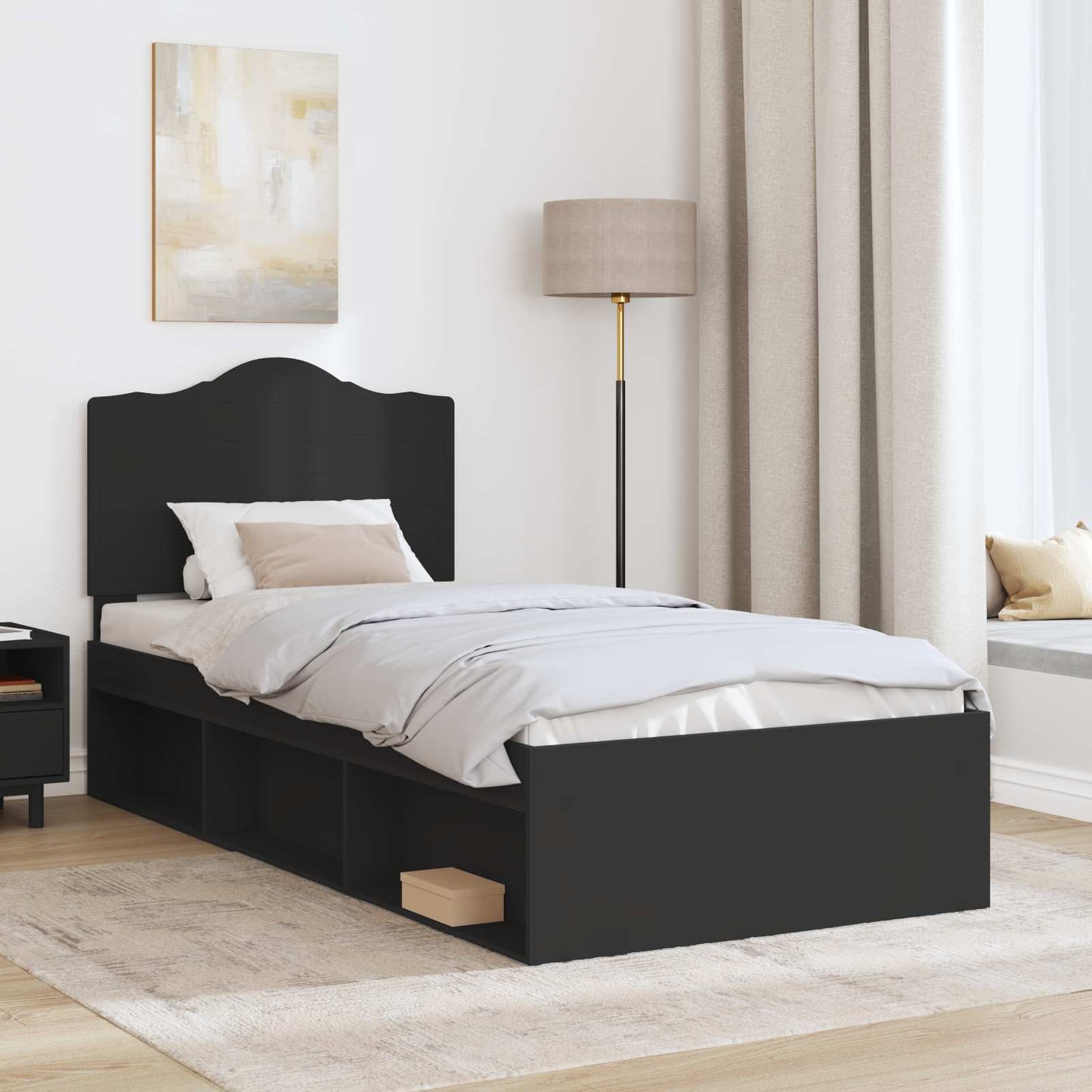 vidaXL Σκελετός Κρεβατιού Μαύρο 90 x 190 cm Στερεά ξυλεία πεύκου
