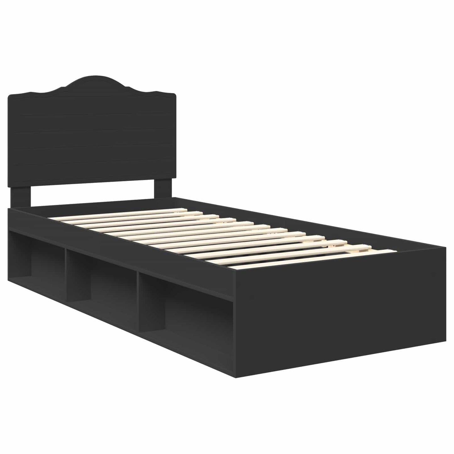 vidaXL Σκελετός Κρεβατιού Μαύρο 90 x 190 cm Στερεά ξυλεία πεύκου