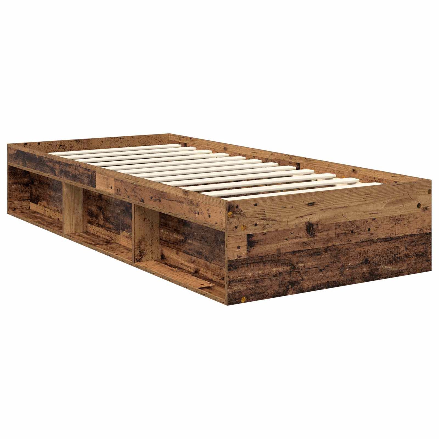 vidaXL Σκελετός Κρεβατιού Παλιό ξύλο 90 x 190 cm Στερεά ξυλεία πεύκου