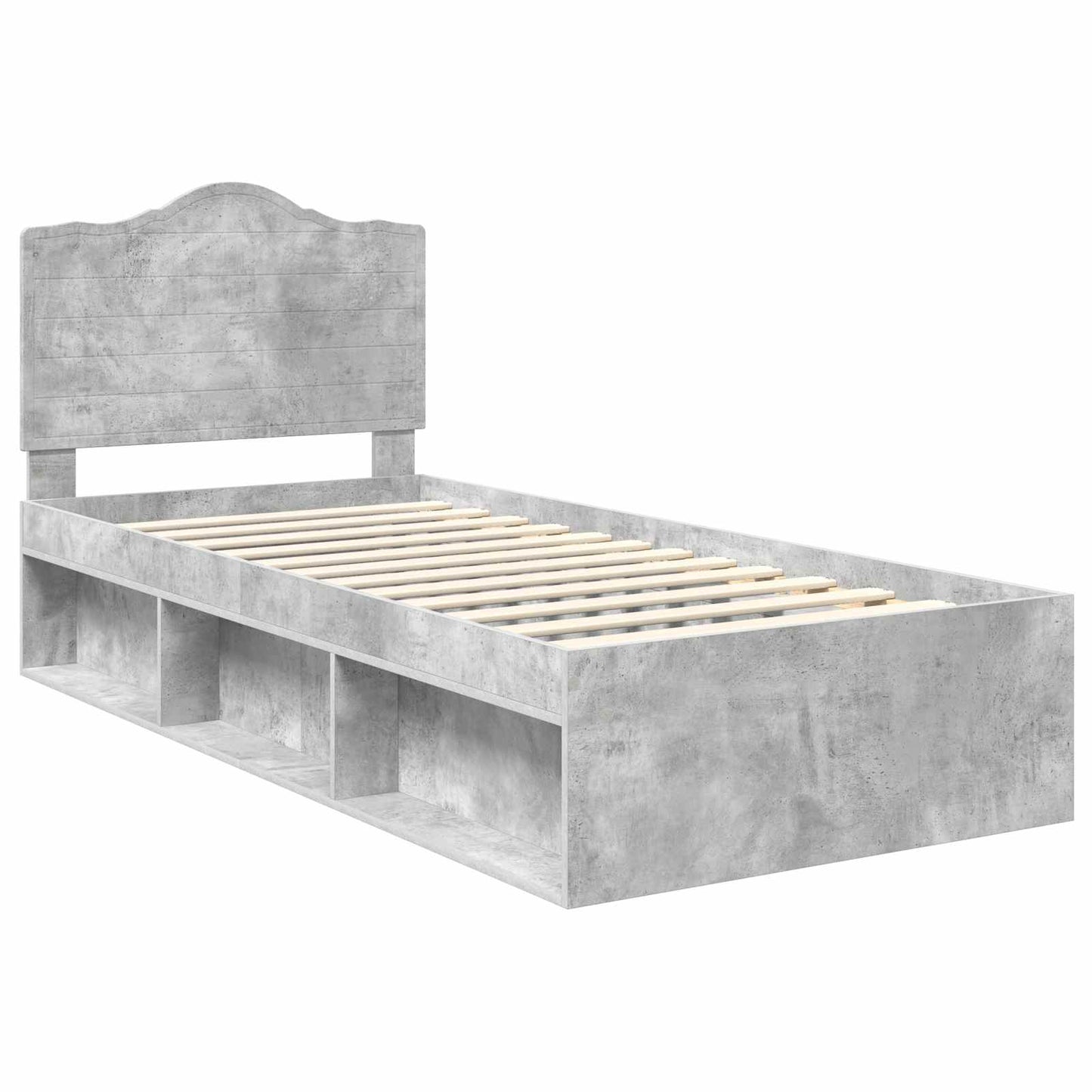 vidaXL Σκελετός Κρεβατιού Γκρι Μπετόν 75 x 190 cm Στερεά ξυλεία πεύκου