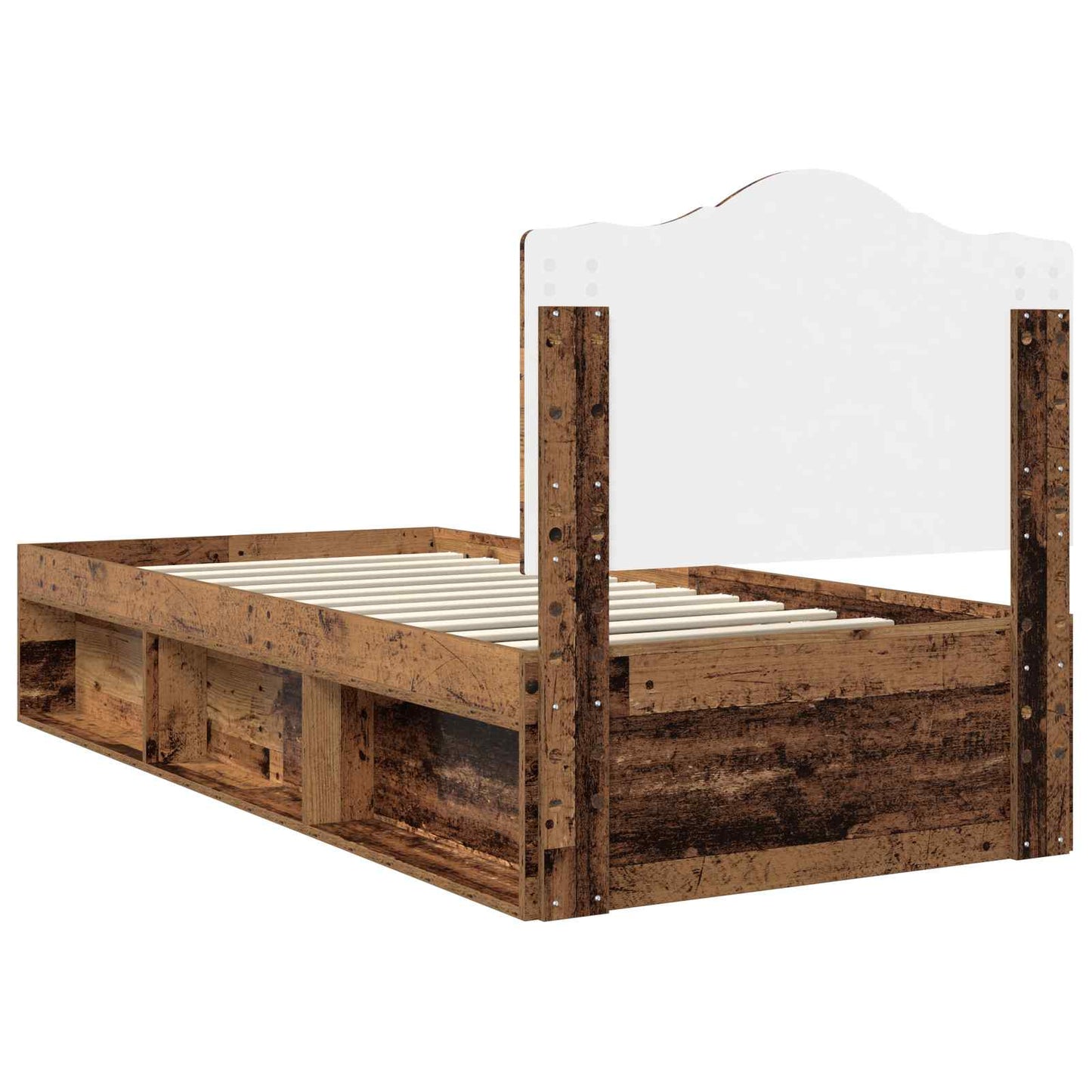 vidaXL Σκελετός Κρεβατιού Παλιό ξύλο 75 x 190 cm Στερεά ξυλεία πεύκου