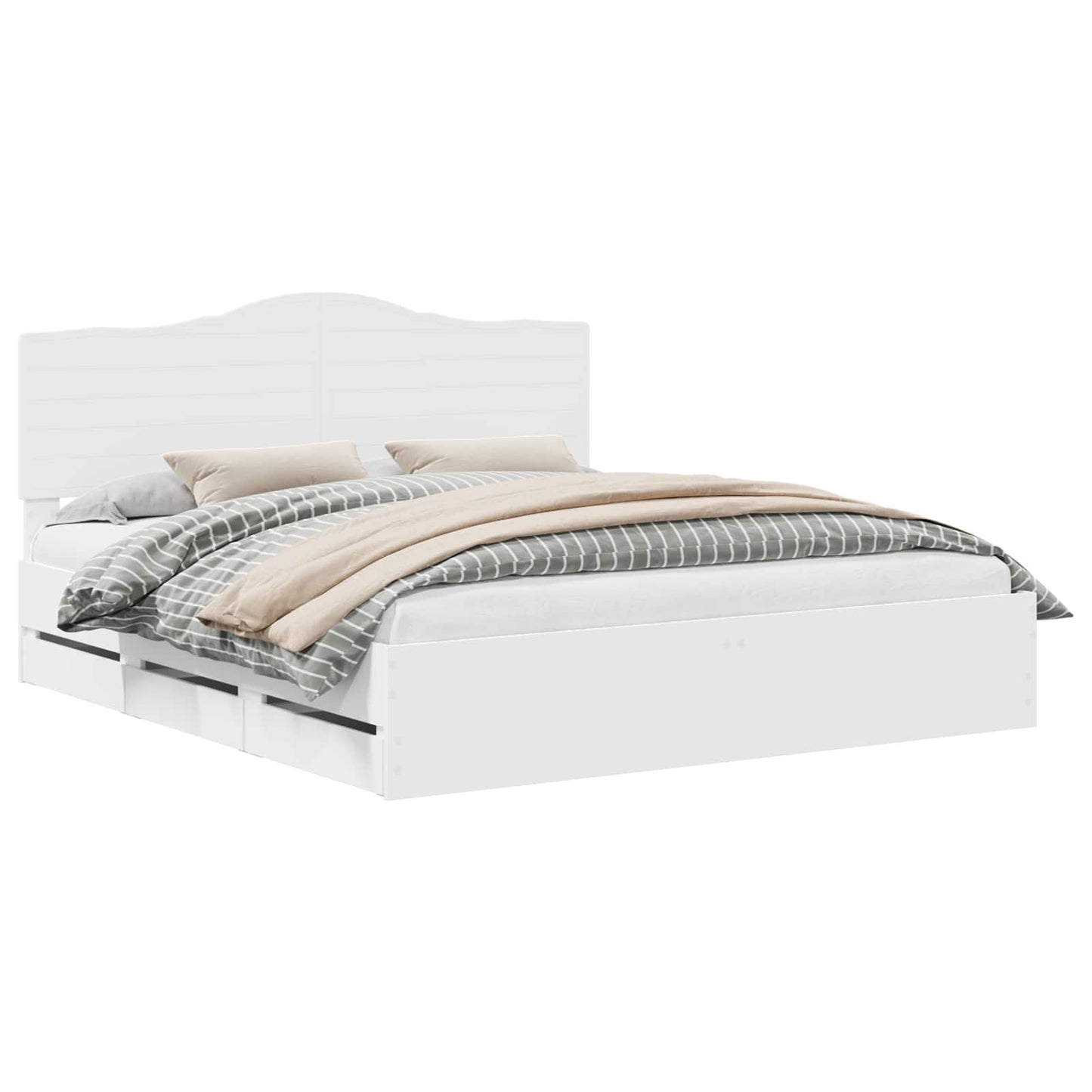 vidaXL Σκελετός Κρεβατιού Λευκό 200 x 200 cm Μηχανήματος Ξύλο