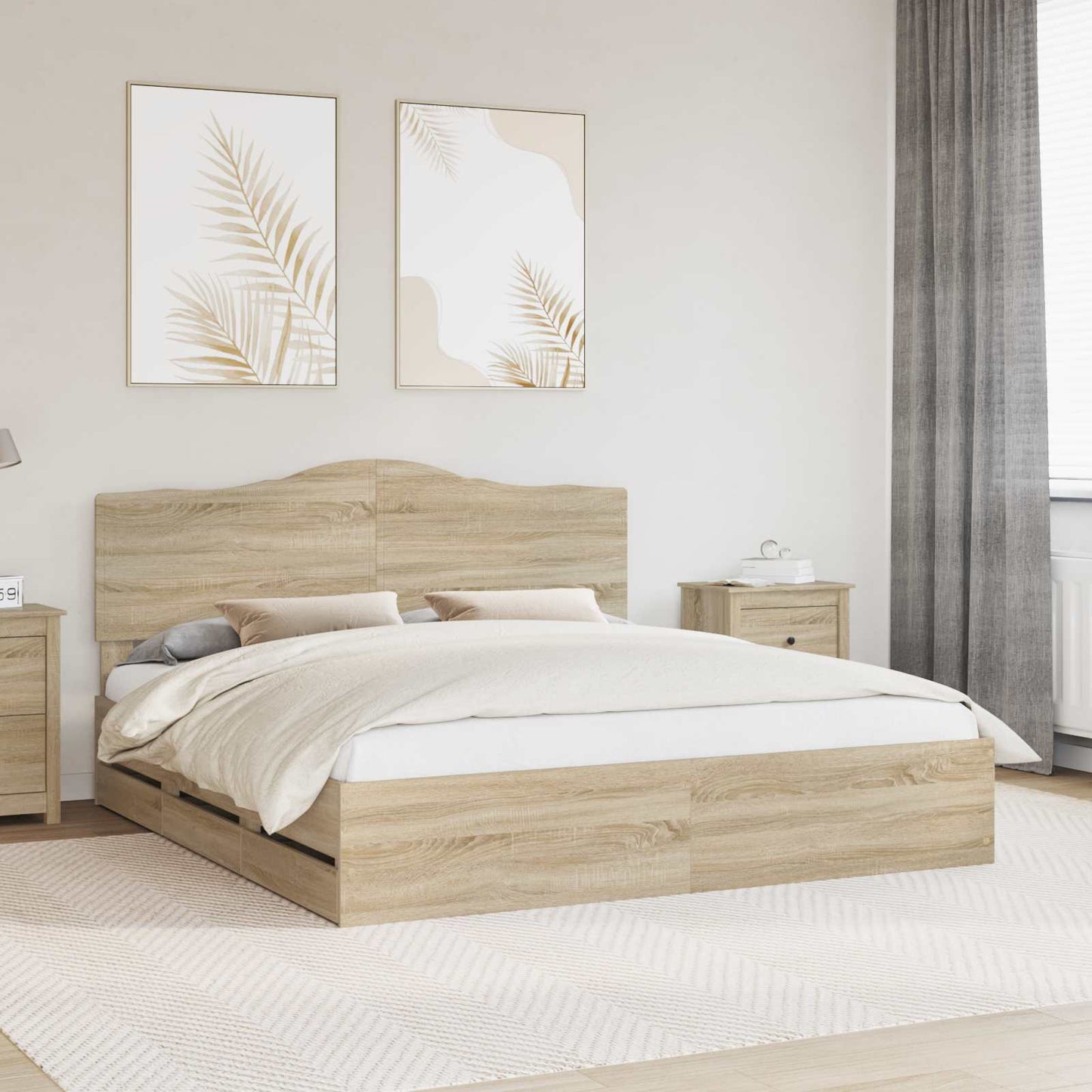 vidaXL Σκελετός Κρεβατιού Δρύς Sonoma 200 x 200 cm Μηχανήματος Ξύλο