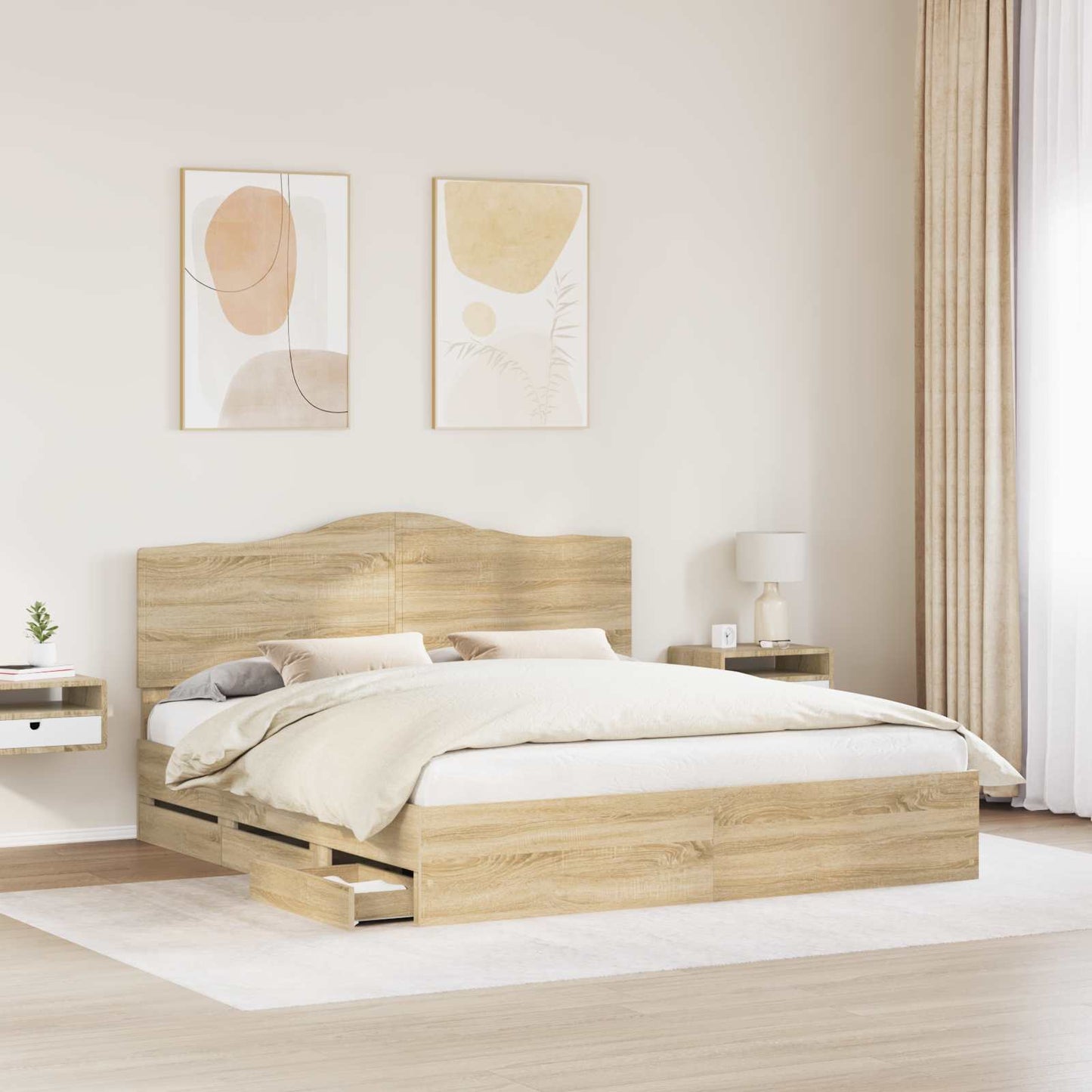vidaXL Σκελετός Κρεβατιού Δρύς Sonoma 200 x 200 cm Μηχανήματος Ξύλο