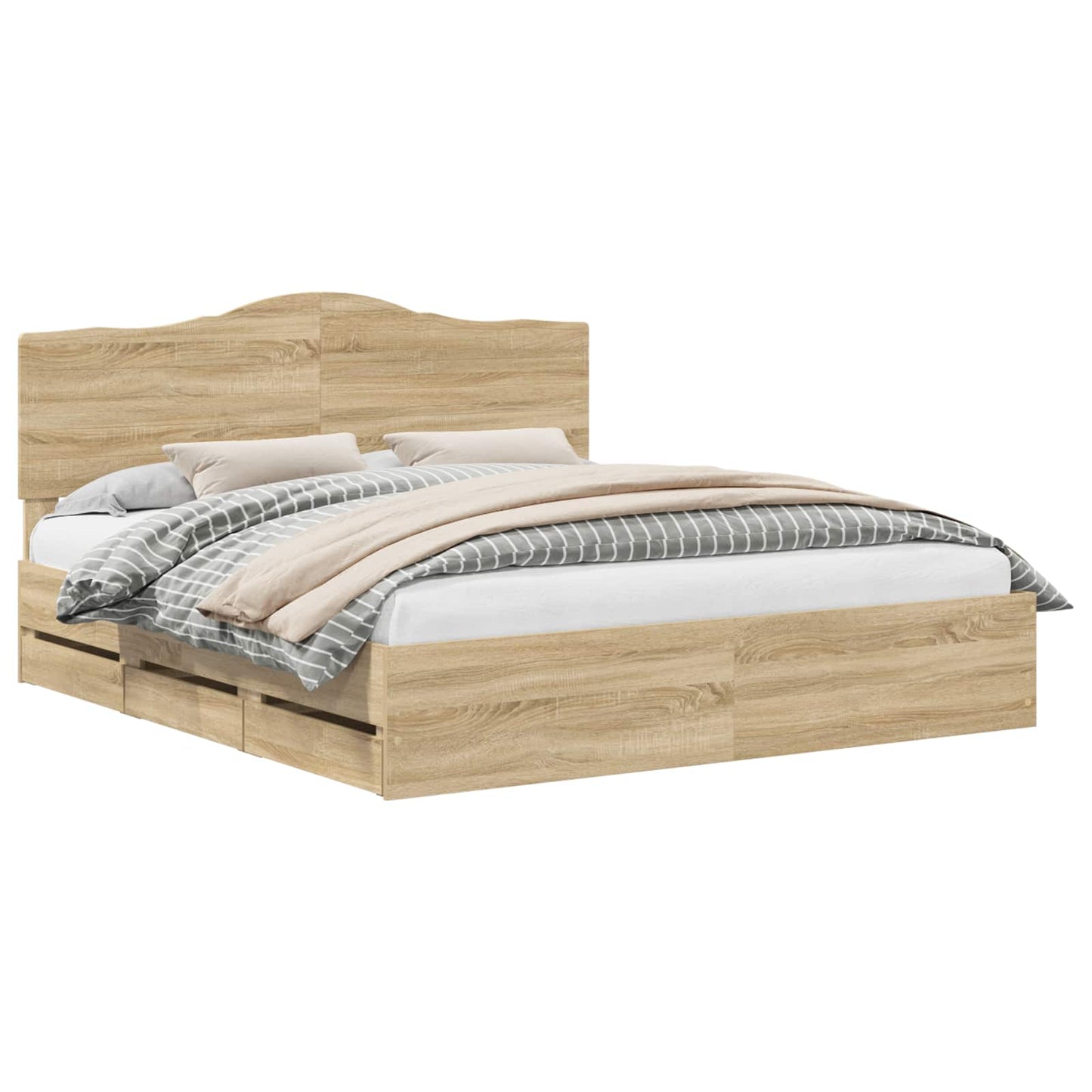 vidaXL Σκελετός Κρεβατιού Δρύς Sonoma 200 x 200 cm Μηχανήματος Ξύλο