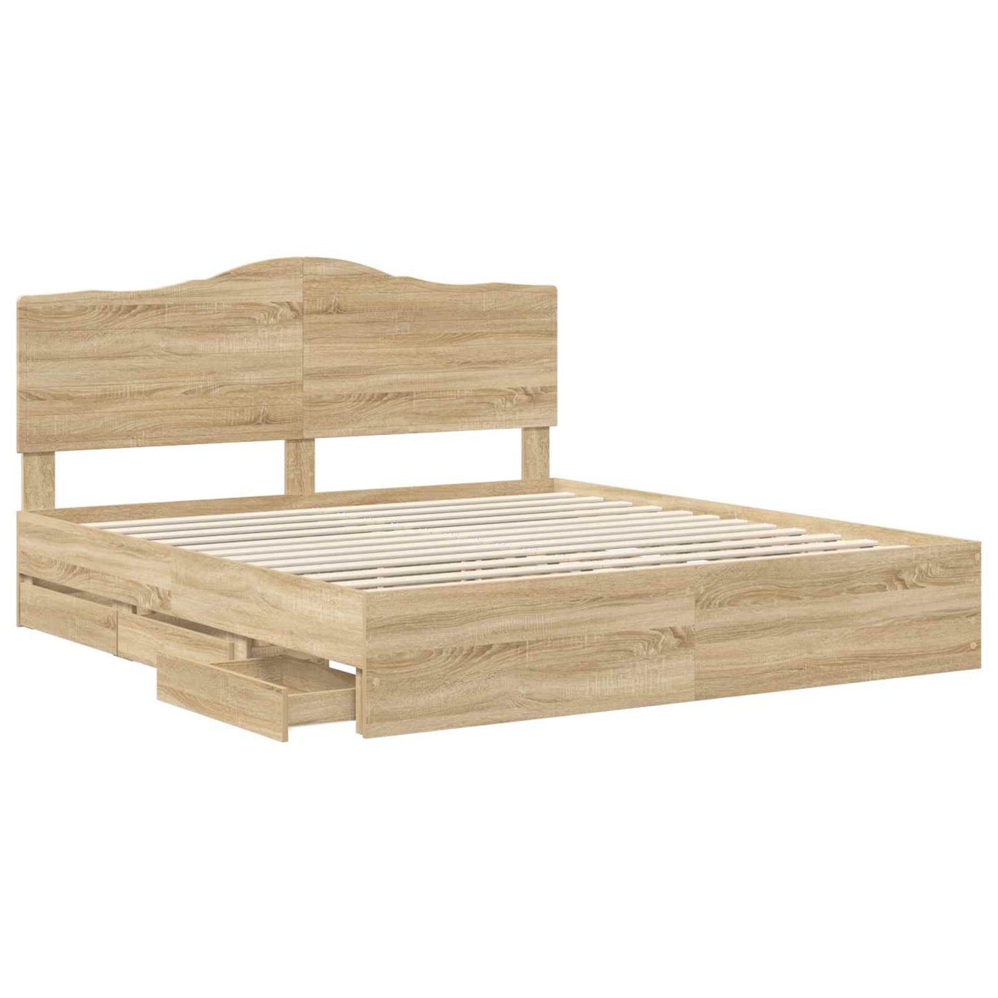 vidaXL Σκελετός Κρεβατιού Δρύς Sonoma 200 x 200 cm Μηχανήματος Ξύλο
