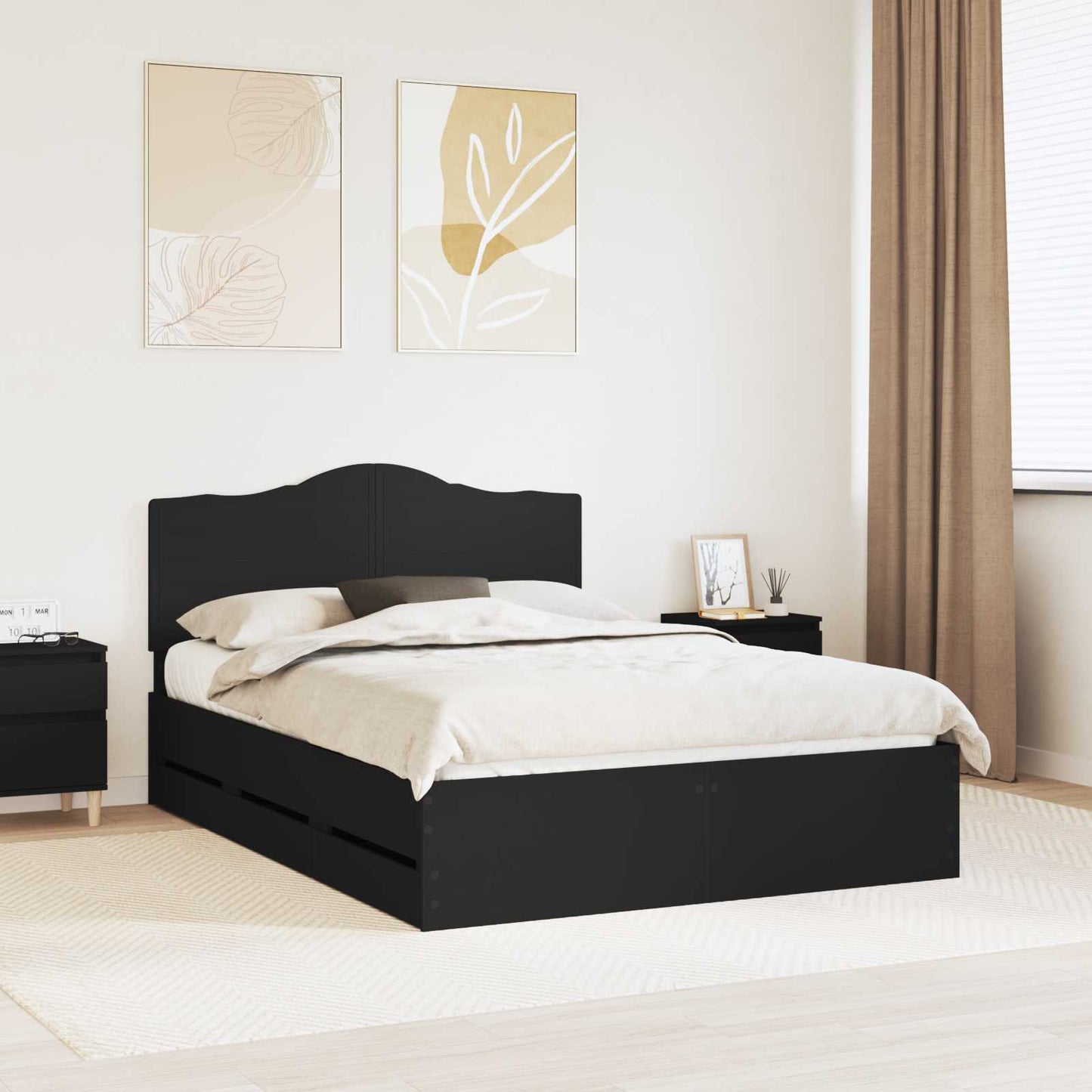 vidaXL Σκελετός Κρεβατιού Μαύρο 160 x 200 cm Μηχανήματος Ξύλο