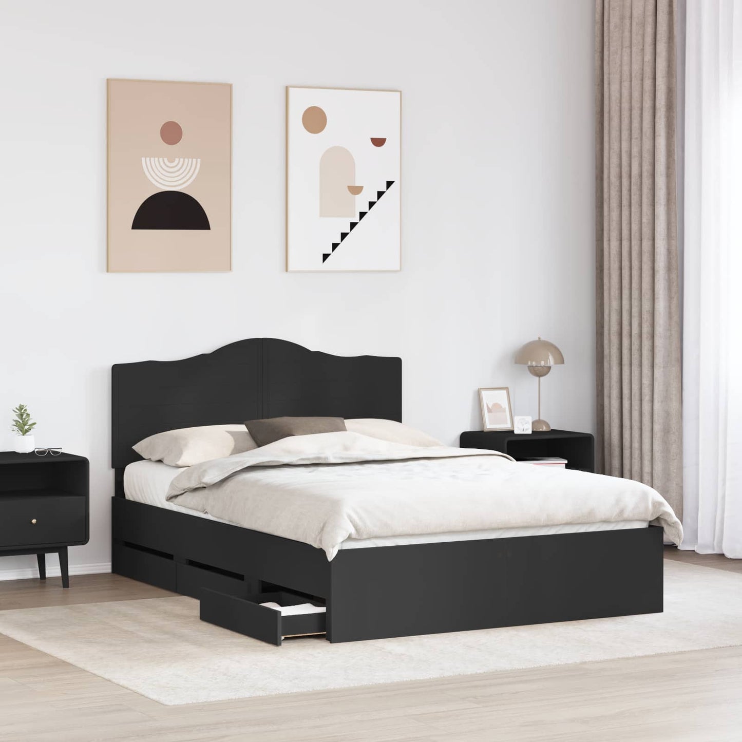 vidaXL Σκελετός Κρεβατιού Μαύρο 160 x 200 cm Μηχανήματος Ξύλο
