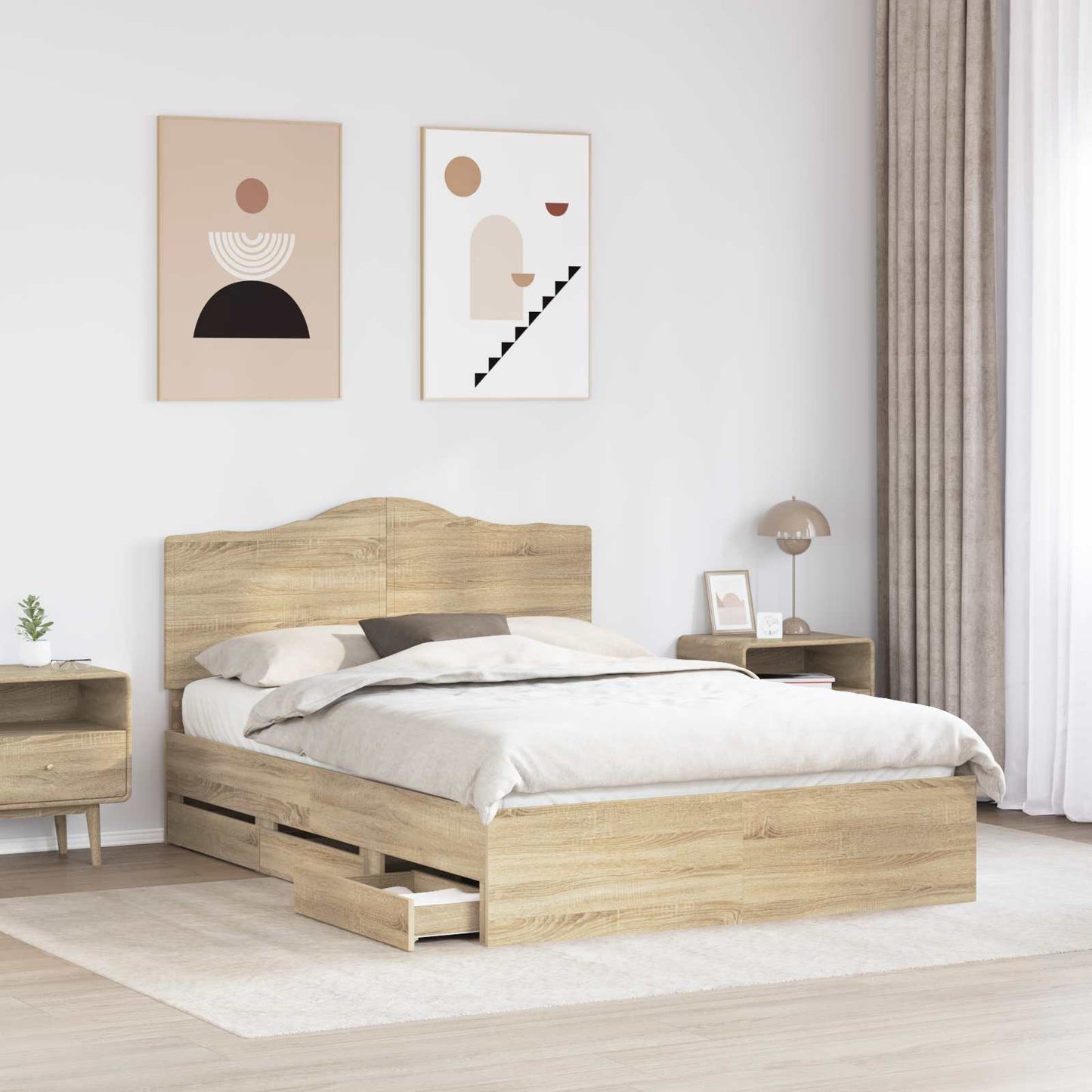 vidaXL Σκελετός Κρεβατιού Δρύς Sonoma 160 x 200 cm Μηχανήματος Ξύλο