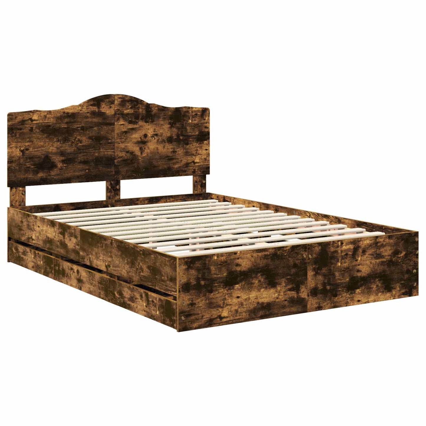 vidaXL Σκελετός Κρεβατιού Καπνιστή Δρυς 150 x 200 cm Μηχανήματος Ξύλο