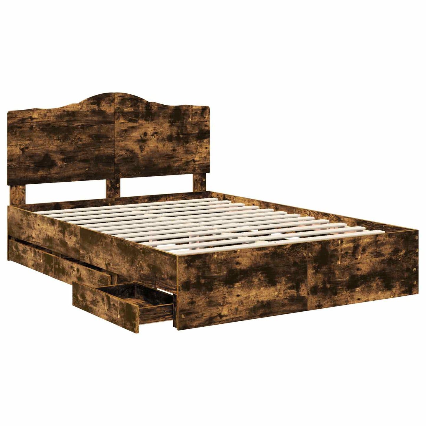 vidaXL Σκελετός Κρεβατιού Καπνιστή Δρυς 150 x 200 cm Μηχανήματος Ξύλο