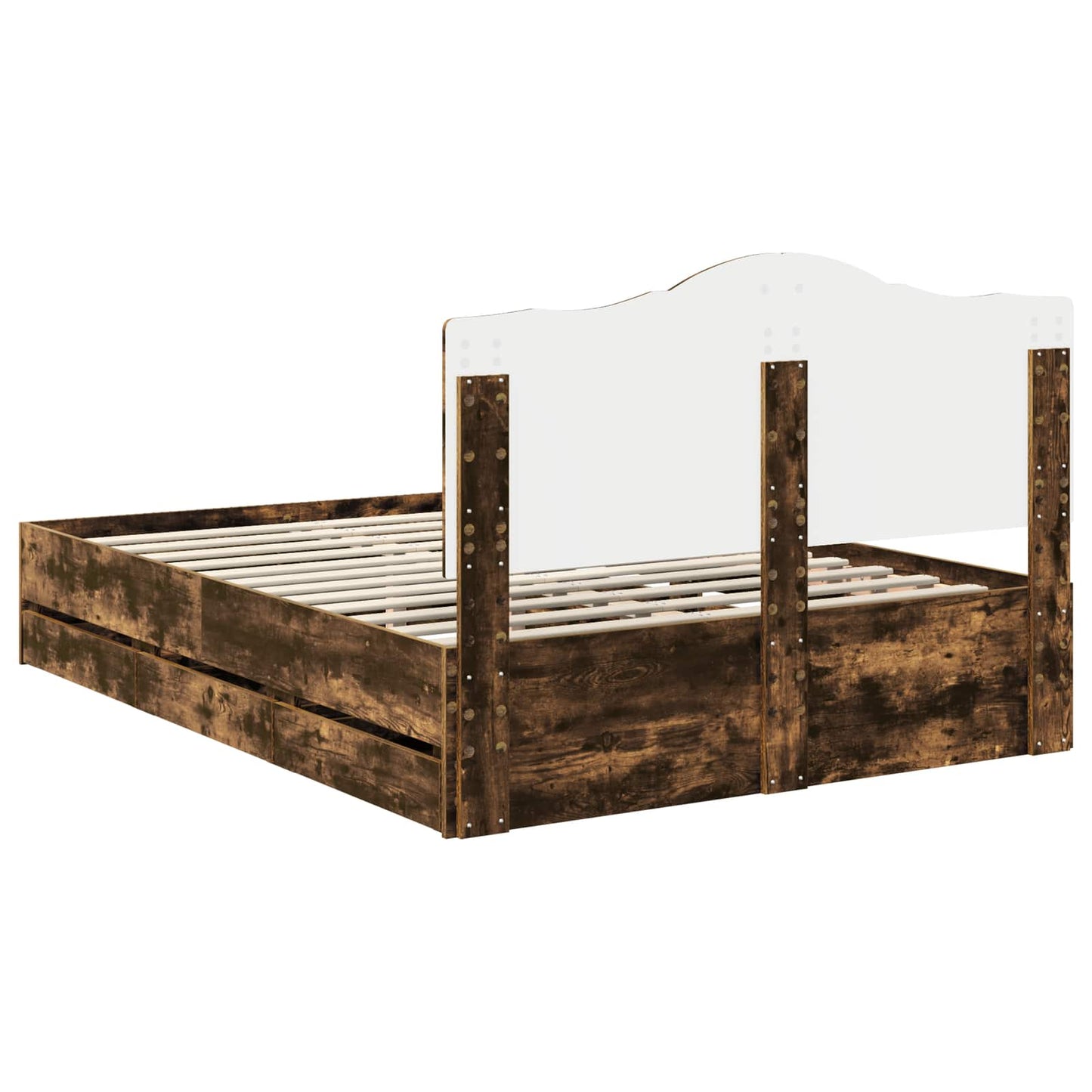 vidaXL Σκελετός Κρεβατιού Καπνιστή Δρυς 150 x 200 cm Μηχανήματος Ξύλο