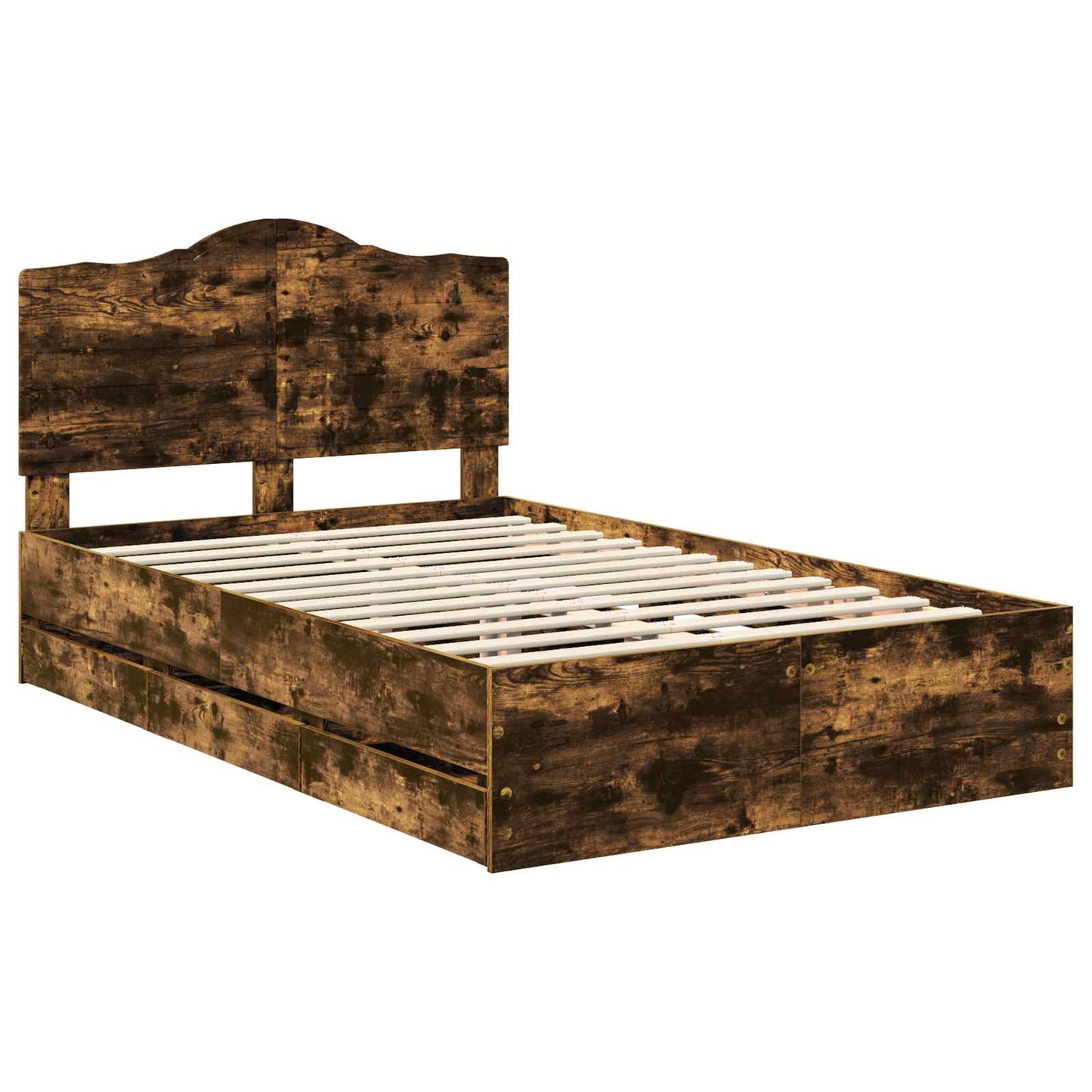 vidaXL Σκελετός Κρεβατιού Καπνιστή Δρυς 135 x 190 cm Μηχανήματος Ξύλο