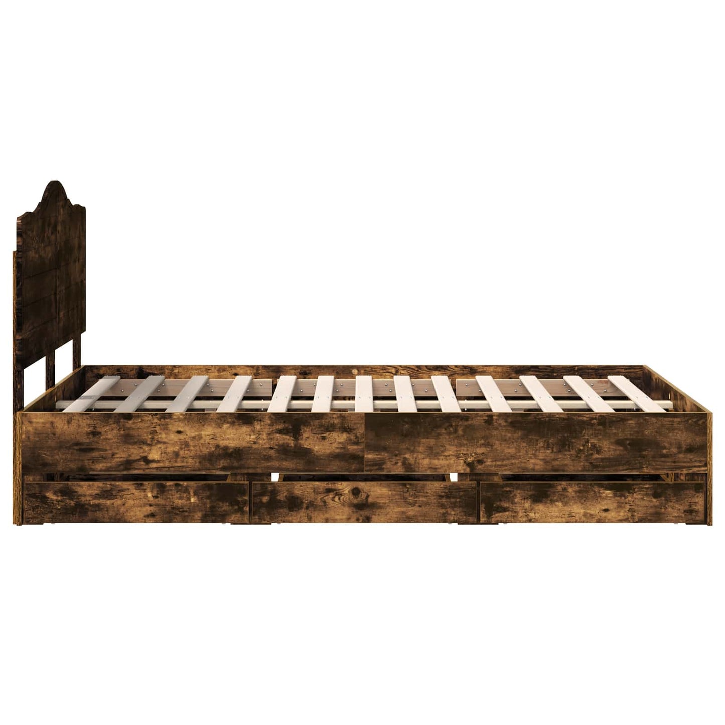 vidaXL Σκελετός Κρεβατιού Καπνιστό Δρύς 120 x 200 cm Μηχανήματος Ξύλο