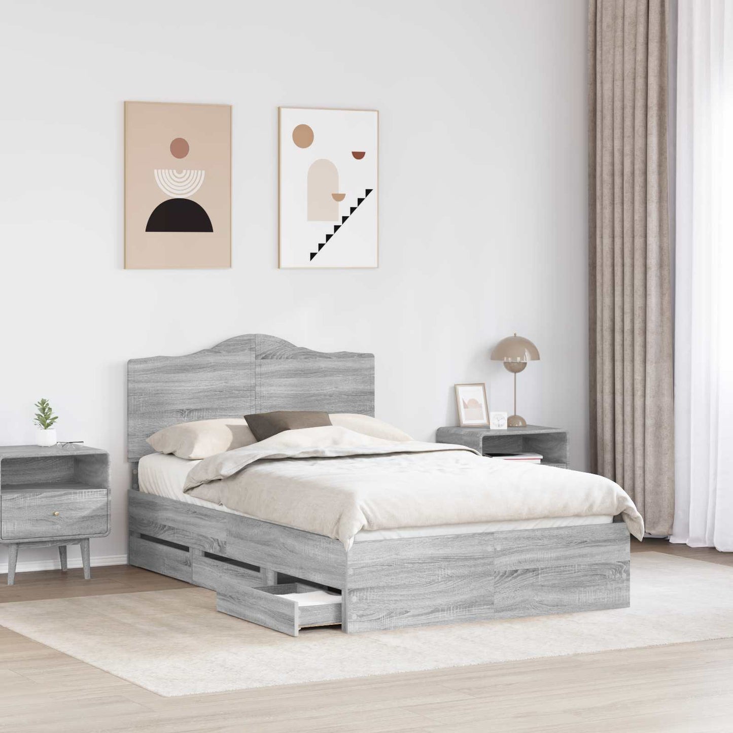 vidaXL Σκελετός Κρεβατιού Γκρίζο Σονομα 120 x 200 cm Μηχανήματος Ξύλο