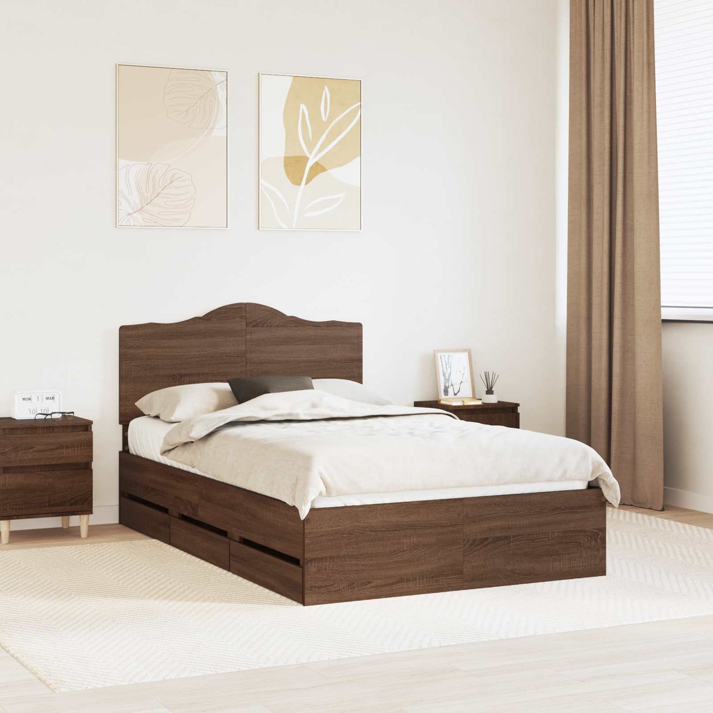 vidaXL Σκελετός Κρεβατιού Καφέ δρυς 120 x 200 cm Μηχανήματος Ξύλο