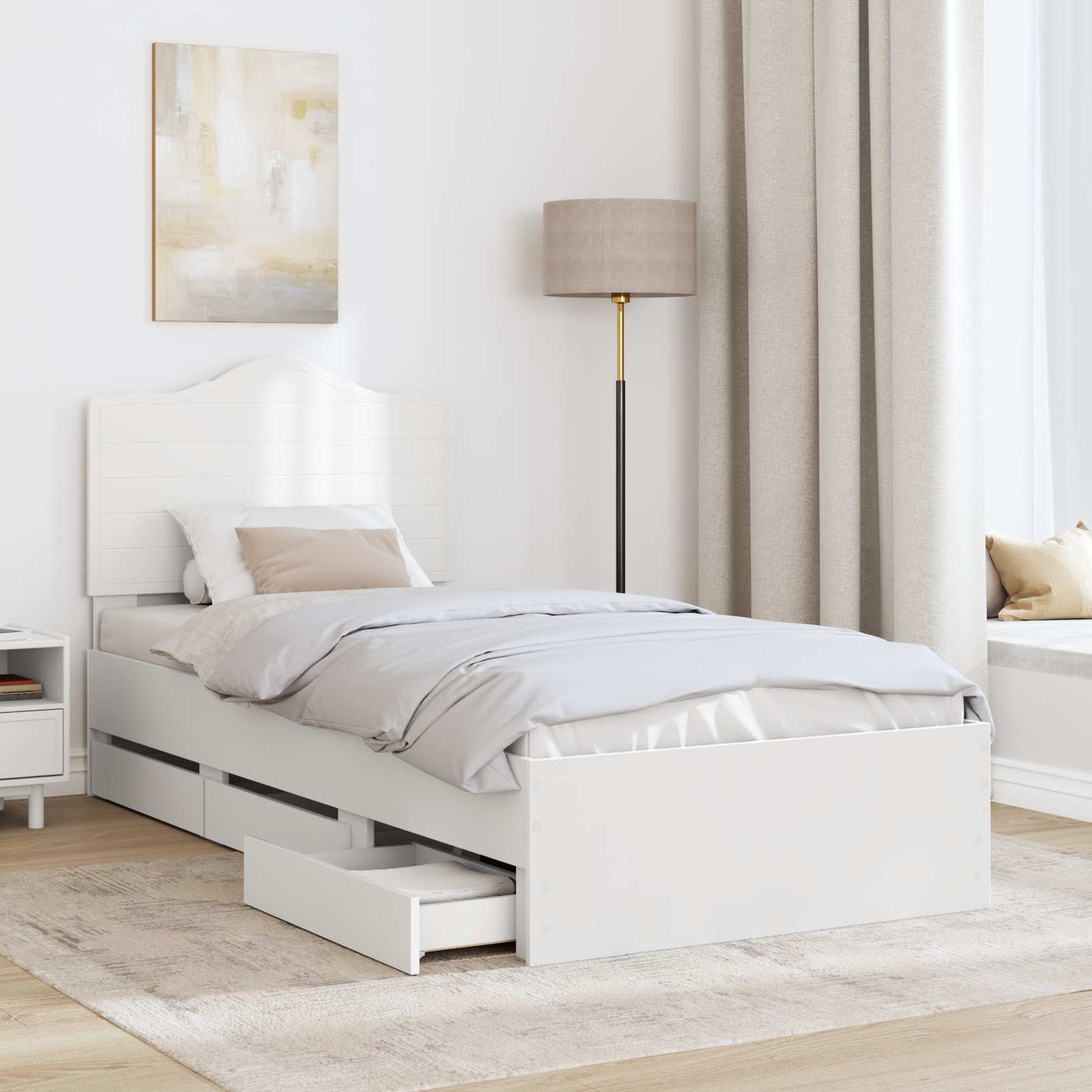 vidaXL Σκελετός Κρεβατιού Λευκό 90 x 190 cm Μηχανήματος Ξύλο