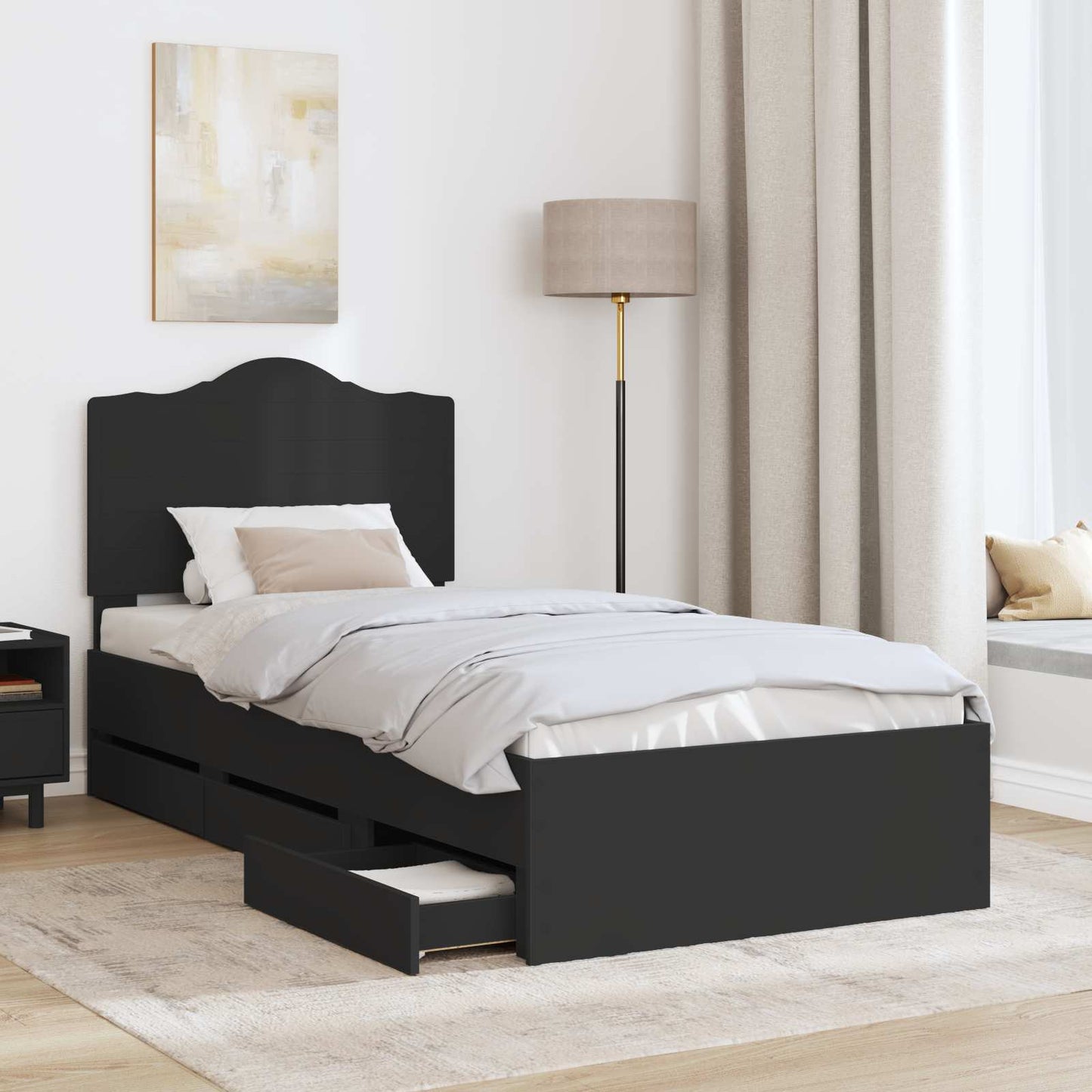 vidaXL Σκελετός Κρεβατιού Μαύρο 90 x 200 cm Μηχανήματος Ξύλο