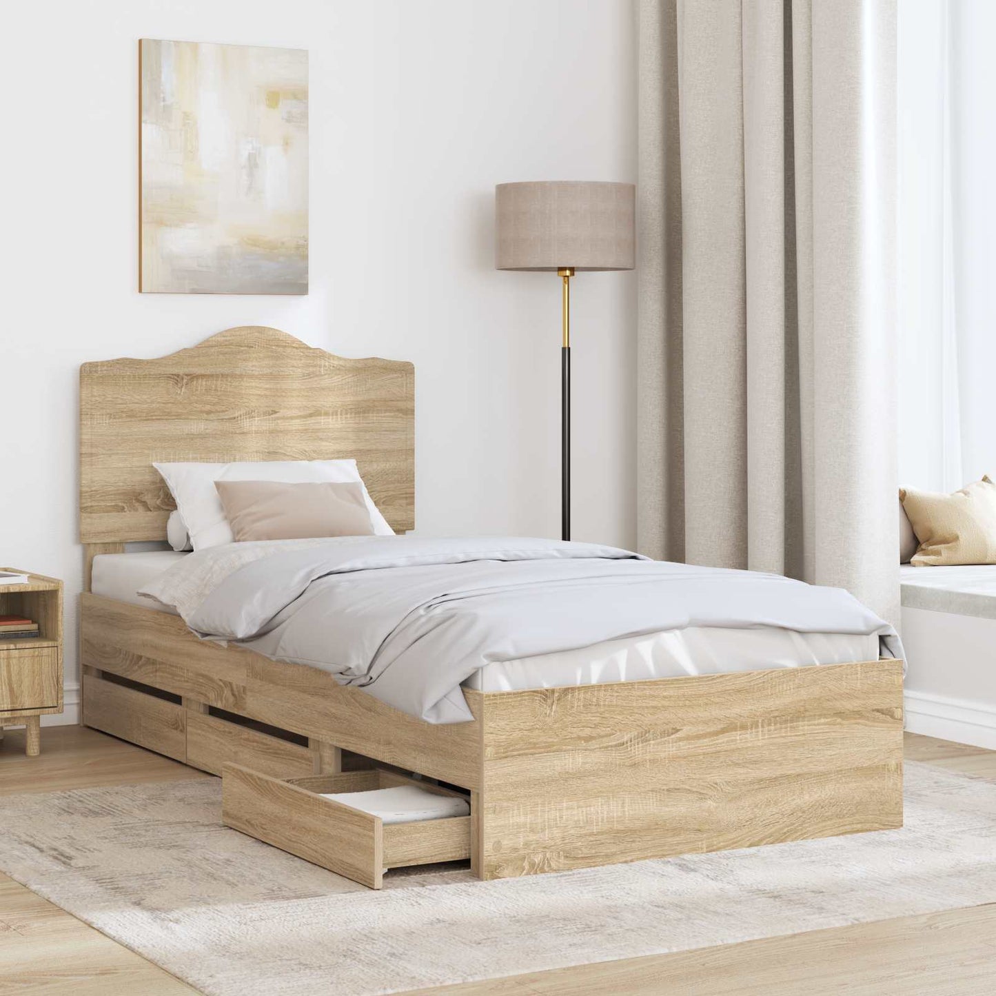 vidaXL Σκελετός Κρεβατιού Δρύς Sonoma 90 x 200 cm Μηχανήματος Ξύλο
