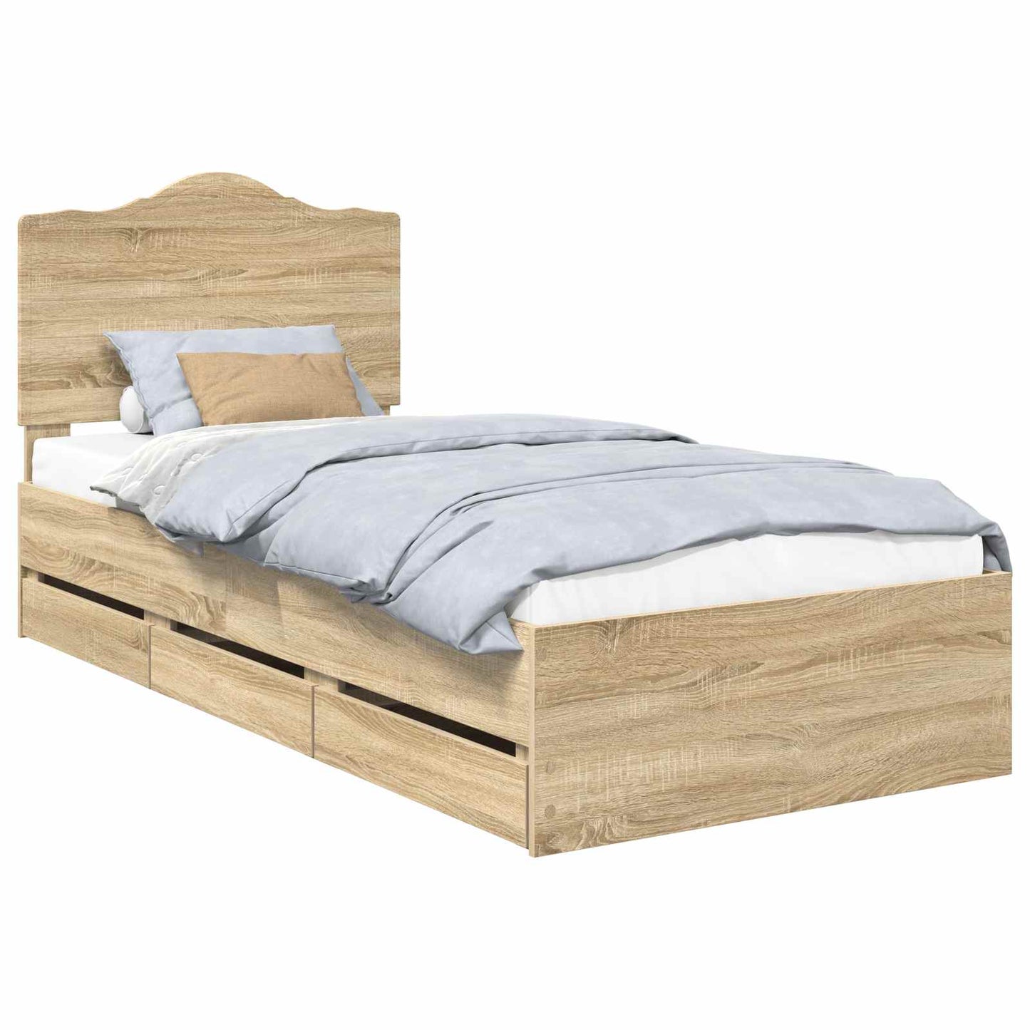 vidaXL Σκελετός Κρεβατιού Δρύς Sonoma 90 x 200 cm Μηχανήματος Ξύλο