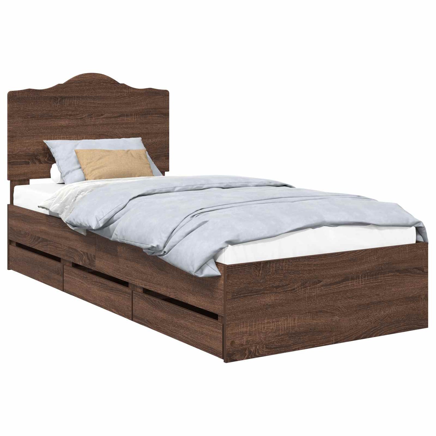 vidaXL Σκελετός Κρεβατιού Καφέ δρυς 90 x 190 cm Μηχανήματος Ξύλο