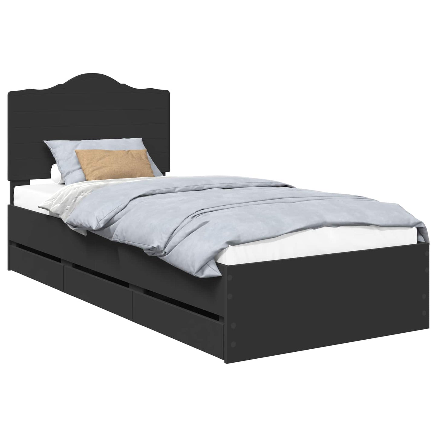 vidaXL Σκελετός Κρεβατιού Μαύρο 90 x 200 cm Μηχανήματος Ξύλο