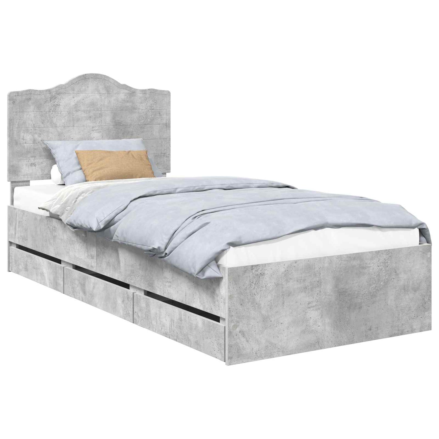 vidaXL Σκελετός Κρεβατιού Σκυρόδεμα Γκρι 90 x 200 cm Μηχανήματος Ξύλο