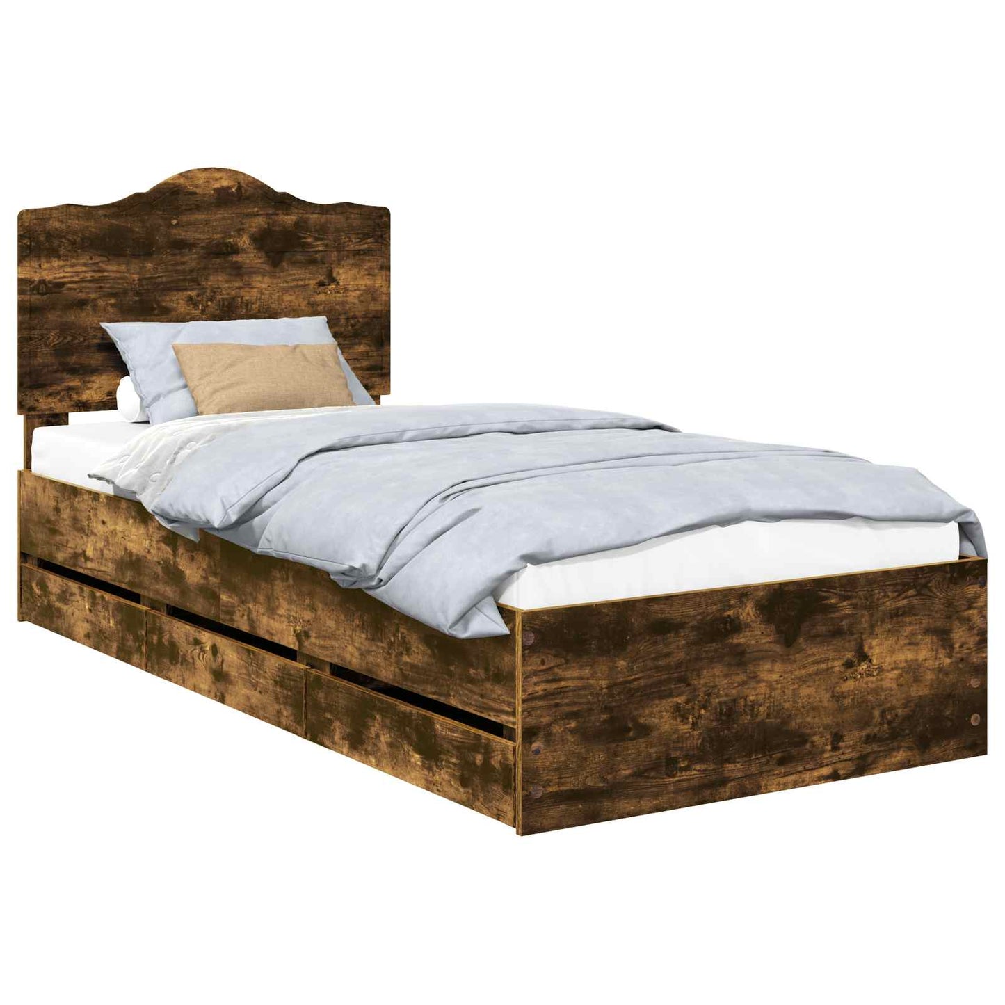 vidaXL Σκελετός Κρεβατιού Καπνιστή Δρυς 90 x 190 cm Μηχανήματος Ξύλο