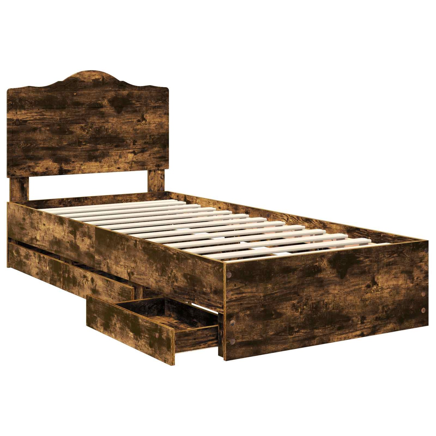 vidaXL Σκελετός Κρεβατιού Καπνιστή Δρυς 90 x 190 cm Μηχανήματος Ξύλο