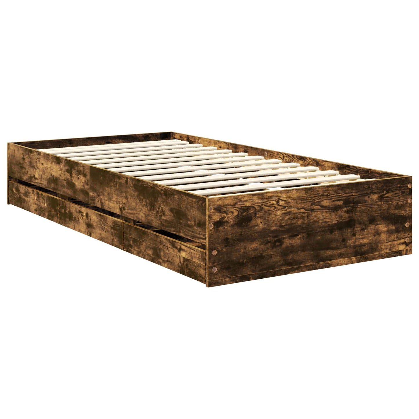 vidaXL Σκελετός Κρεβατιού Καπνιστή Δρυς 90 x 190 cm Μηχανήματος Ξύλο