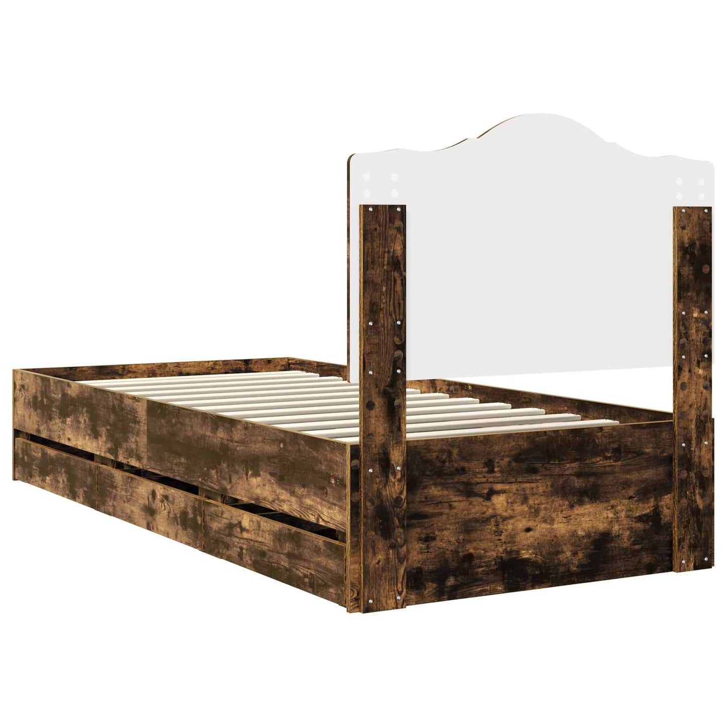 vidaXL Σκελετός Κρεβατιού Καπνιστή Δρυς 90 x 190 cm Μηχανήματος Ξύλο
