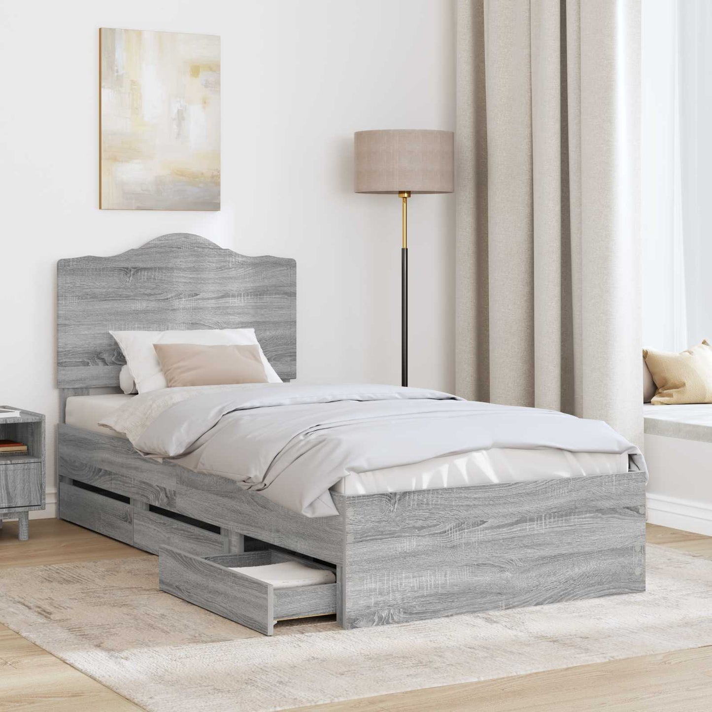 vidaXL Σκελετός Κρεβατιού Γκρι Σονομά 90 x 190 cm Μηχανήματος Ξύλο