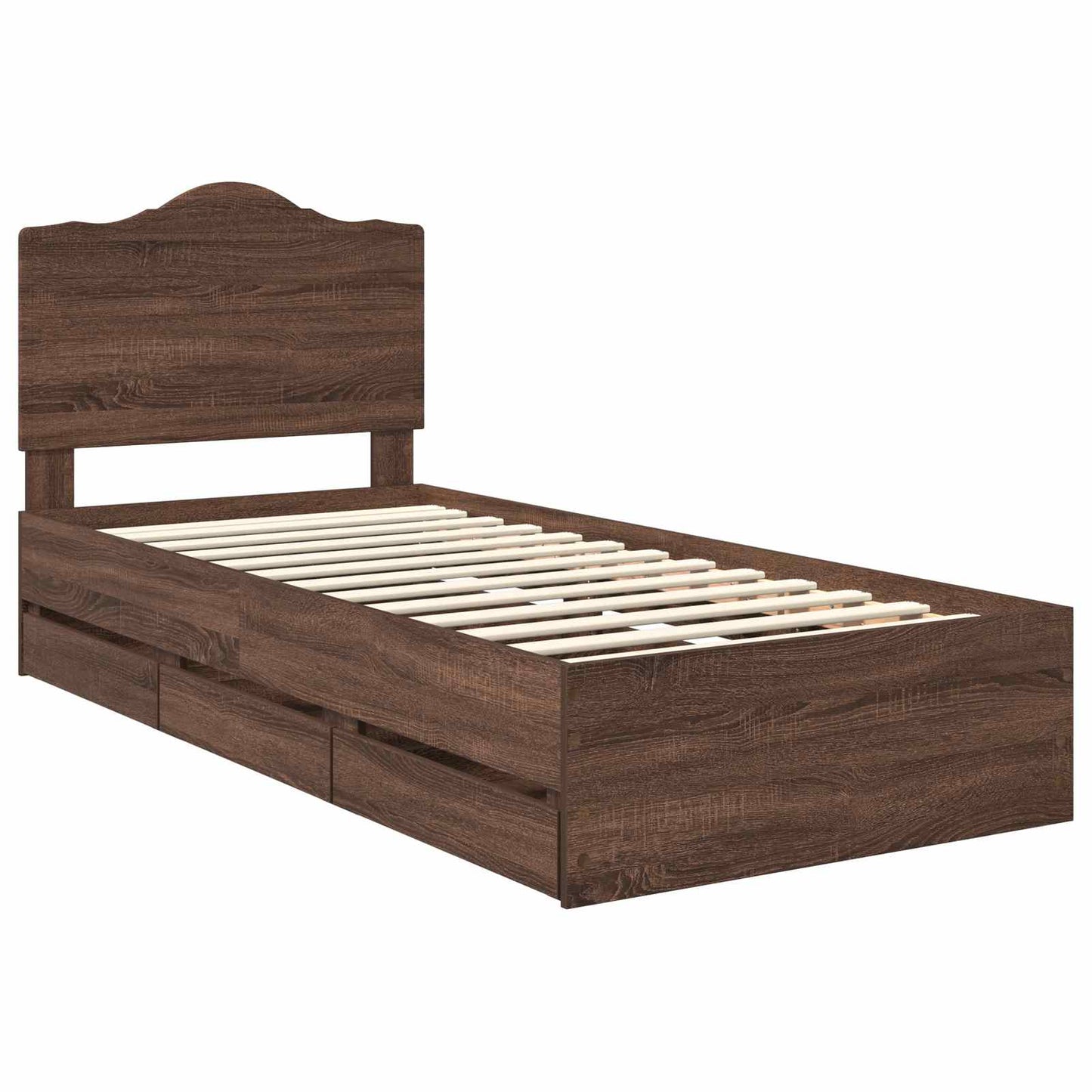 vidaXL Σκελετός Κρεβατιού Καφέ δρυς 90 x 200 cm Μηχανήματος Ξύλο