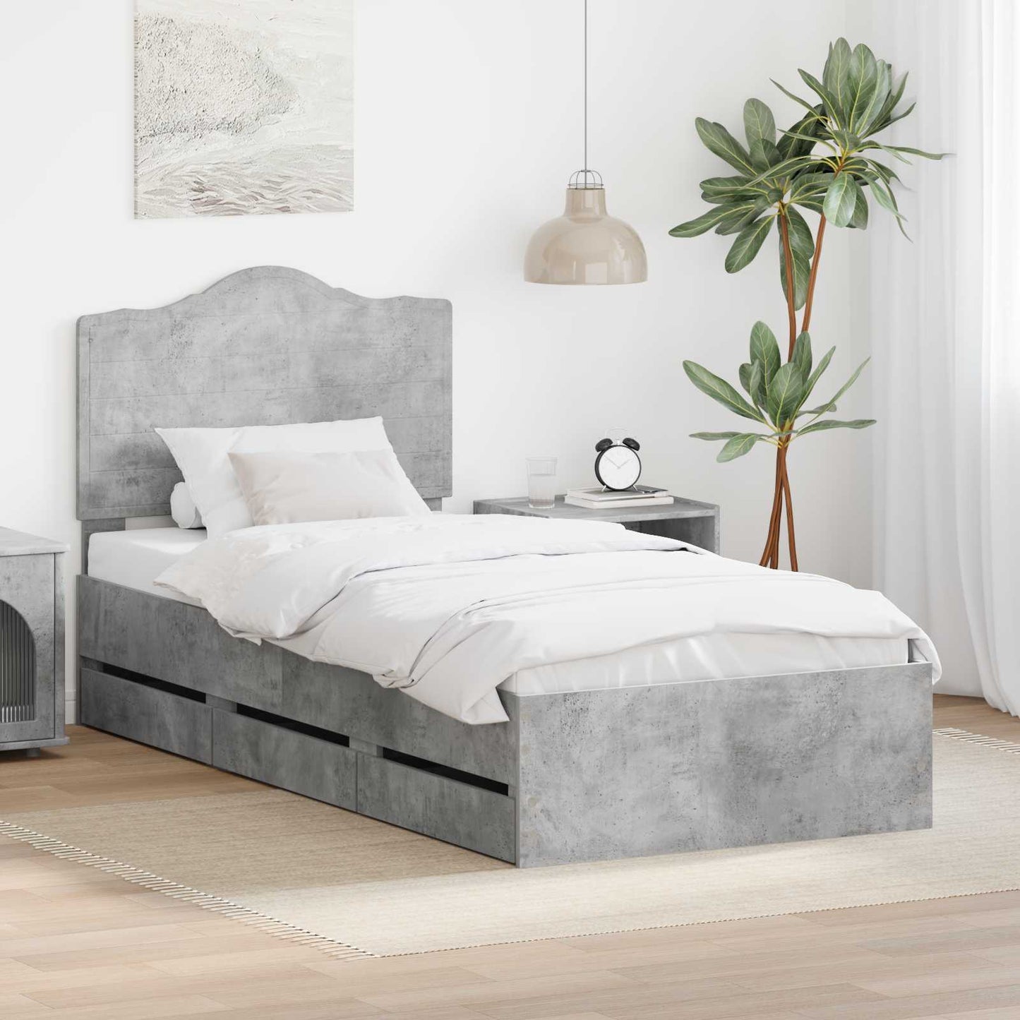 vidaXL Σκελετός Κρεβατιού Σκυρόχρωμο Γκρι 75 x 190 cm Μηχανήματος Ξύλο
