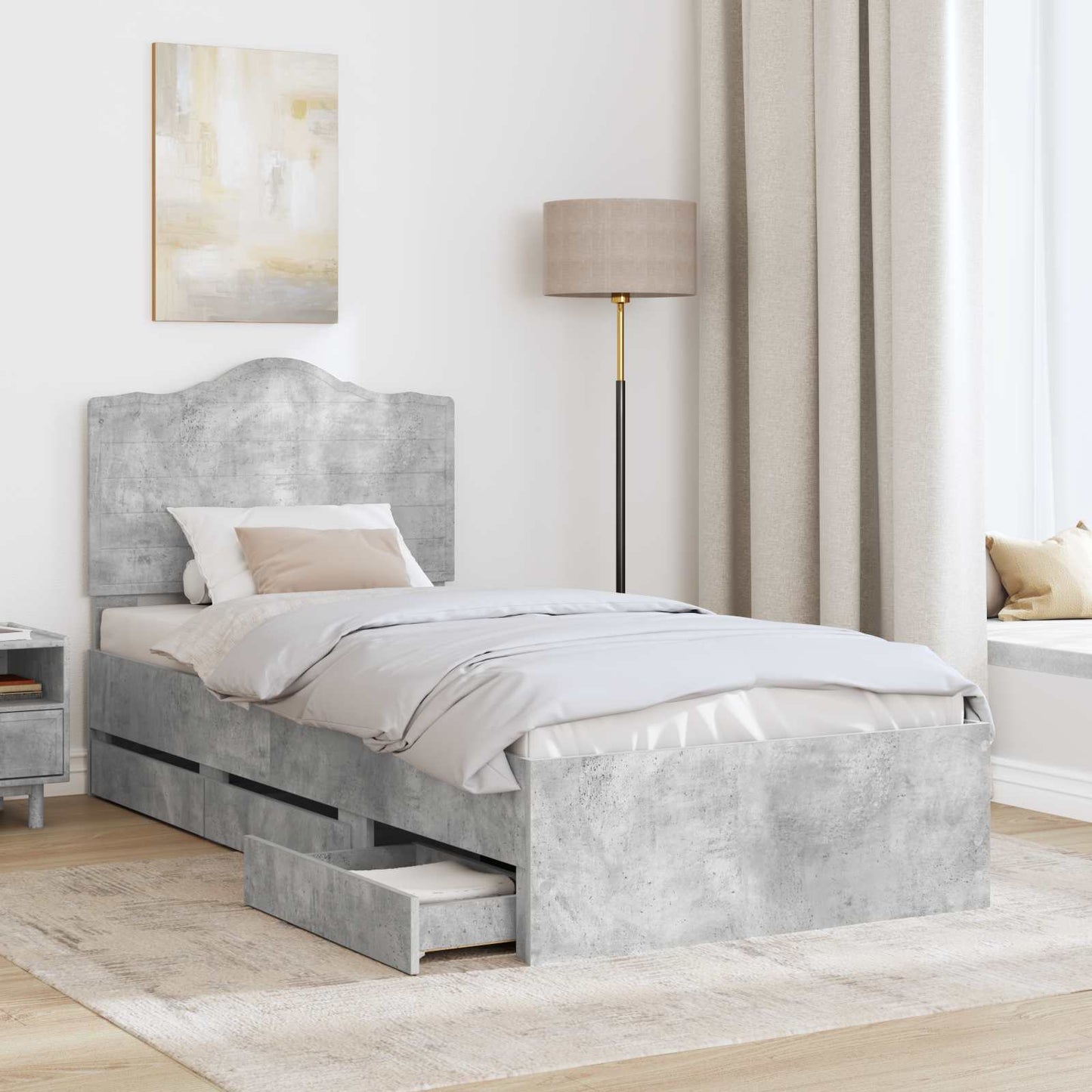 vidaXL Σκελετός Κρεβατιού Σκυρόχρωμο Γκρι 75 x 190 cm Μηχανήματος Ξύλο