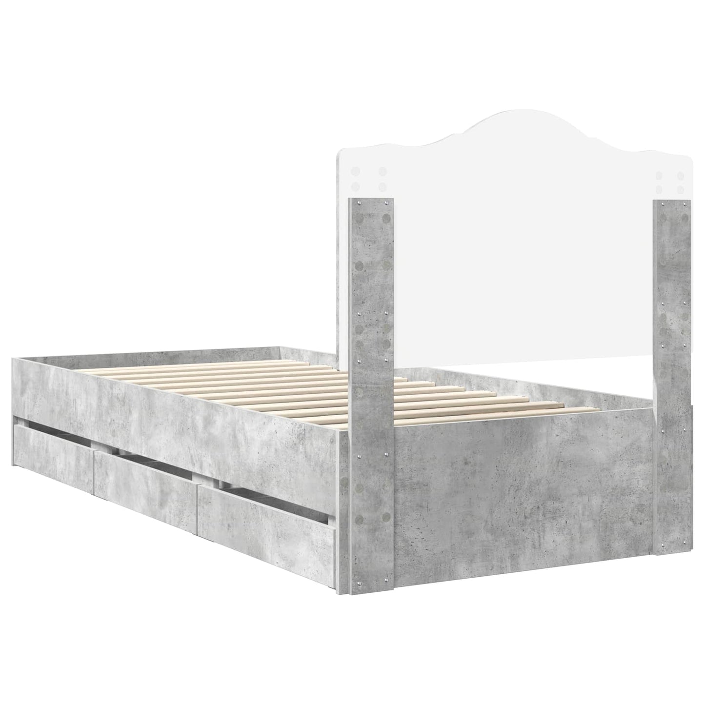 vidaXL Σκελετός Κρεβατιού Σκυρόχρωμο Γκρι 75 x 190 cm Μηχανήματος Ξύλο